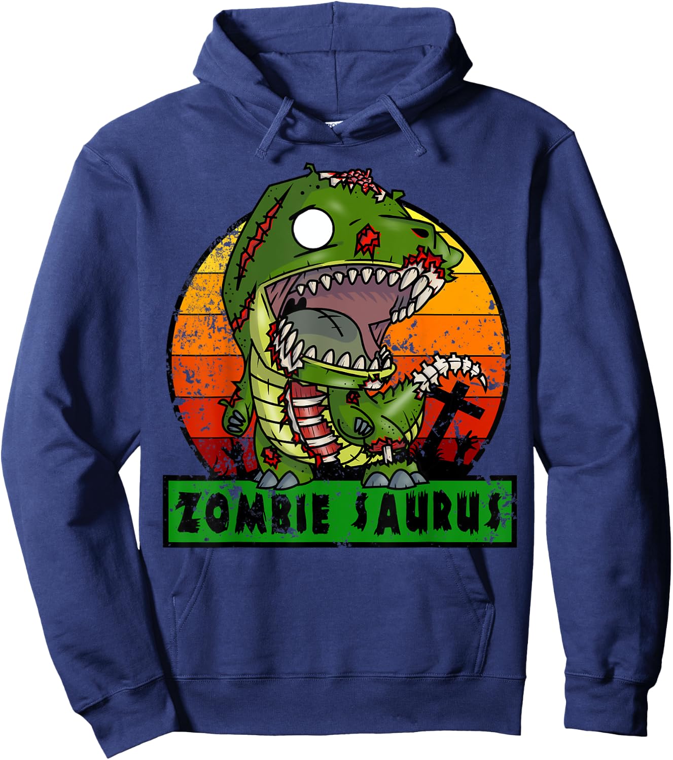 Zombie Saurus Zombiesaurus Dinosaur Halloween Costume Boys Hoodie - Hoodie | Navy