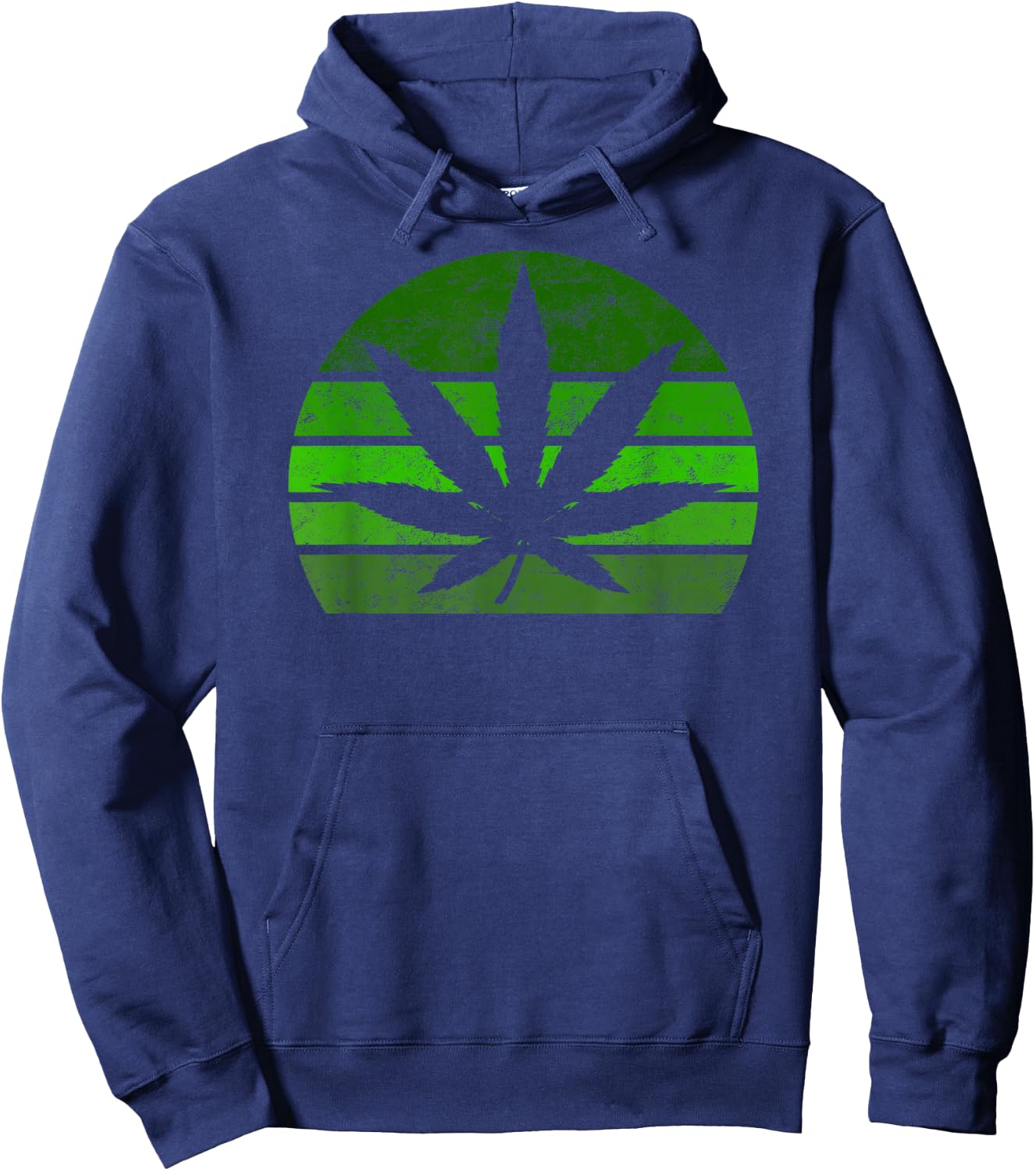 Vintage Marijuana Pot Leaf Hemp Leaf Retro Hoodie - Hoodie | Navy