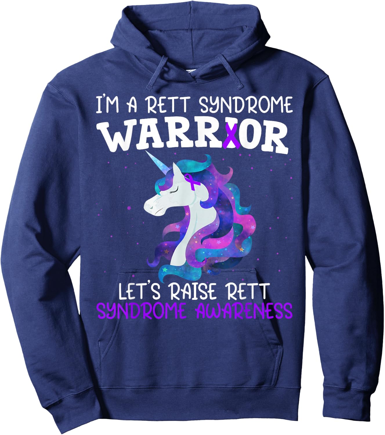 Unicorn Rett Syndrome Warrior Gift Rett Syndrome Awareness Hoodie - Hoodie | Navy