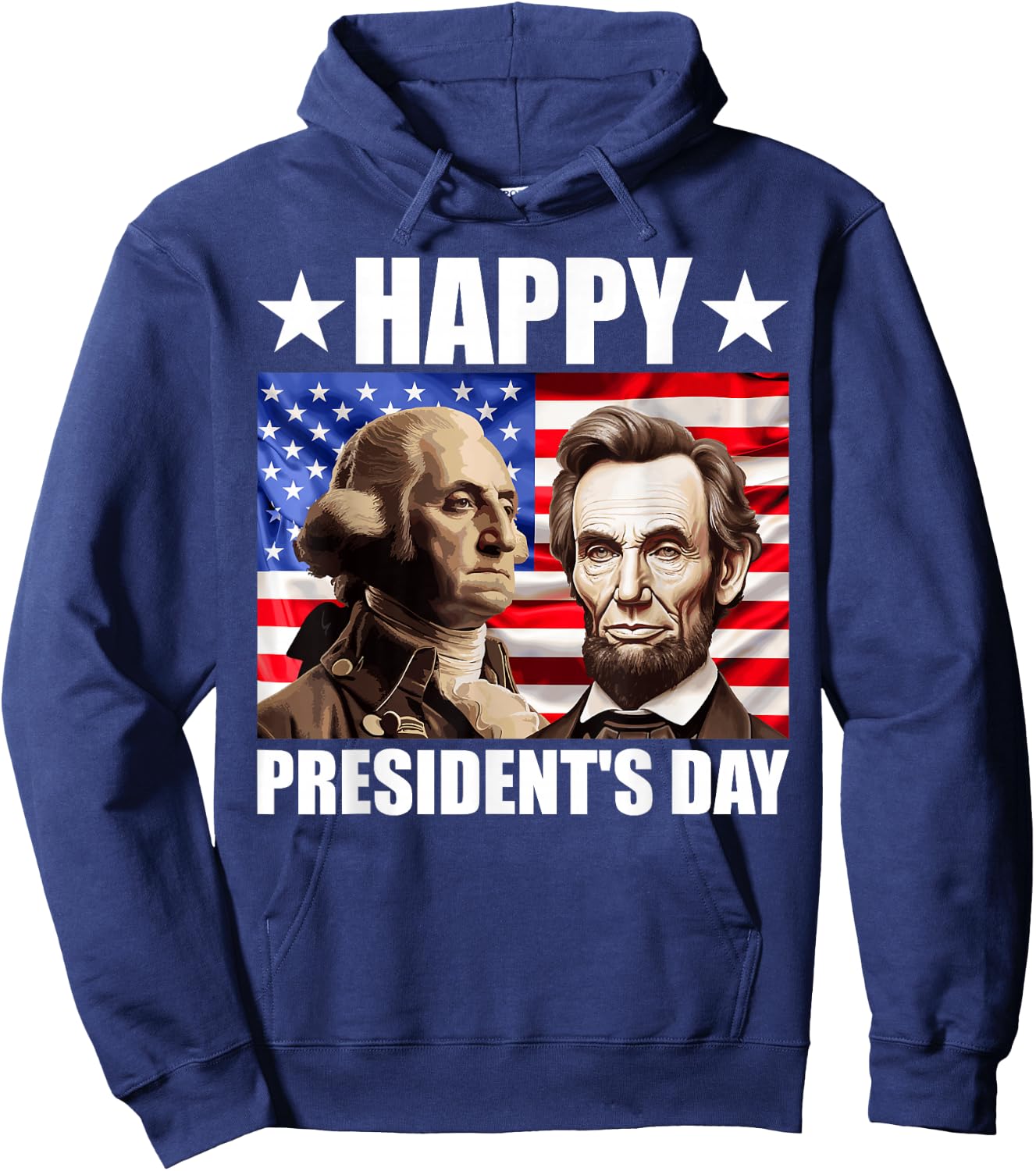 Retro Washington Lincoln American Flag Happy President's Day Hoodie - Hoodie | Navy