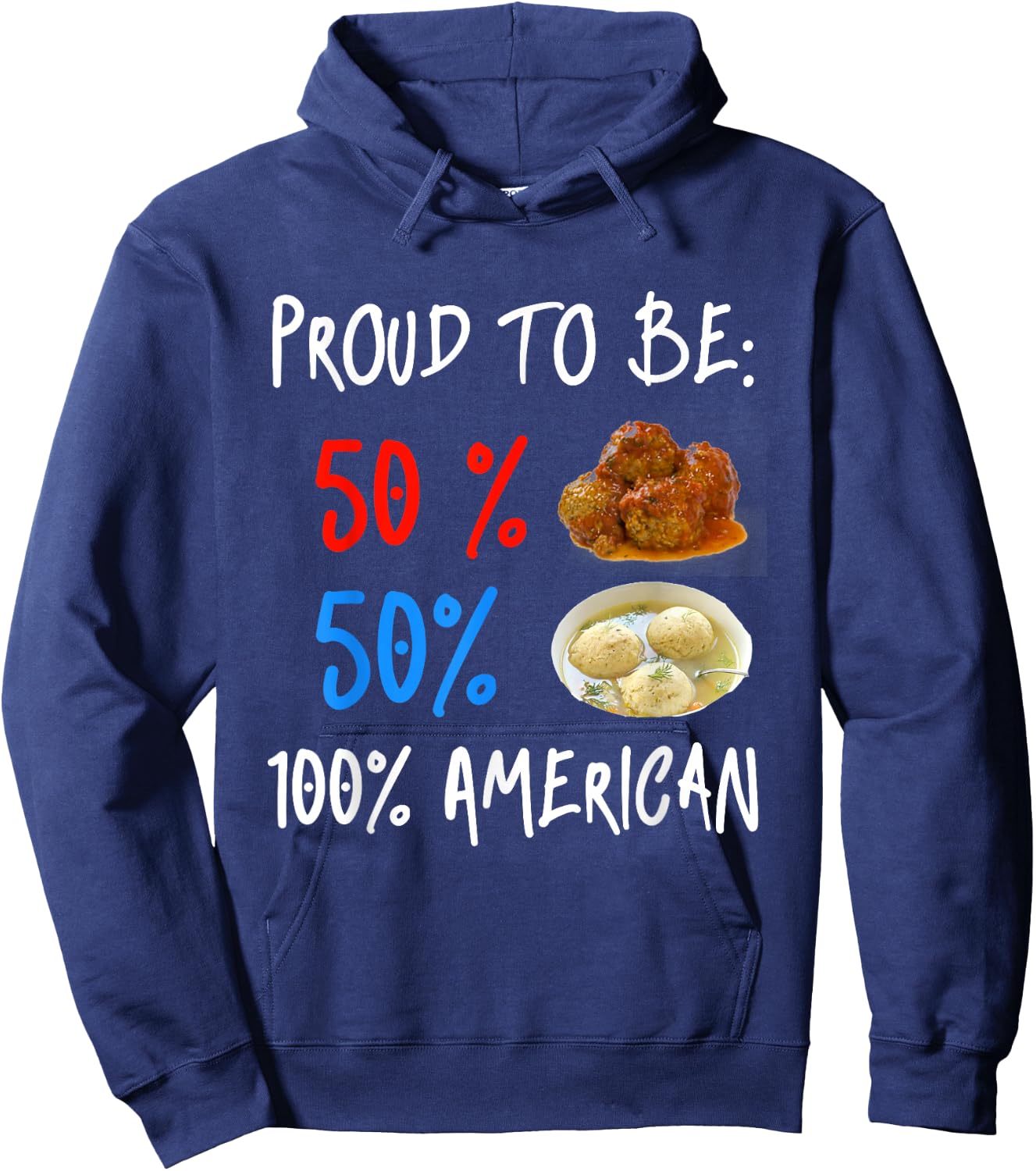 Funny Italian Meat Matzoh Ball Jewish Food Lover Hoodie - Hoodie | Navy