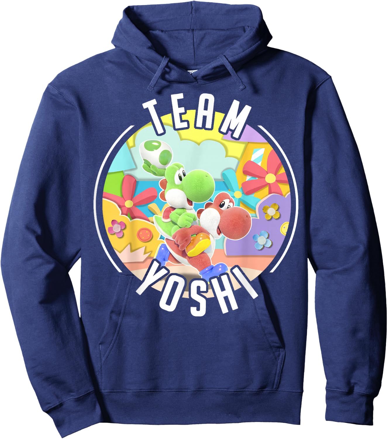 Yoshi's Crafted World Team Yoshi Piggyback Poster Hoodie - Hoodie | Navy