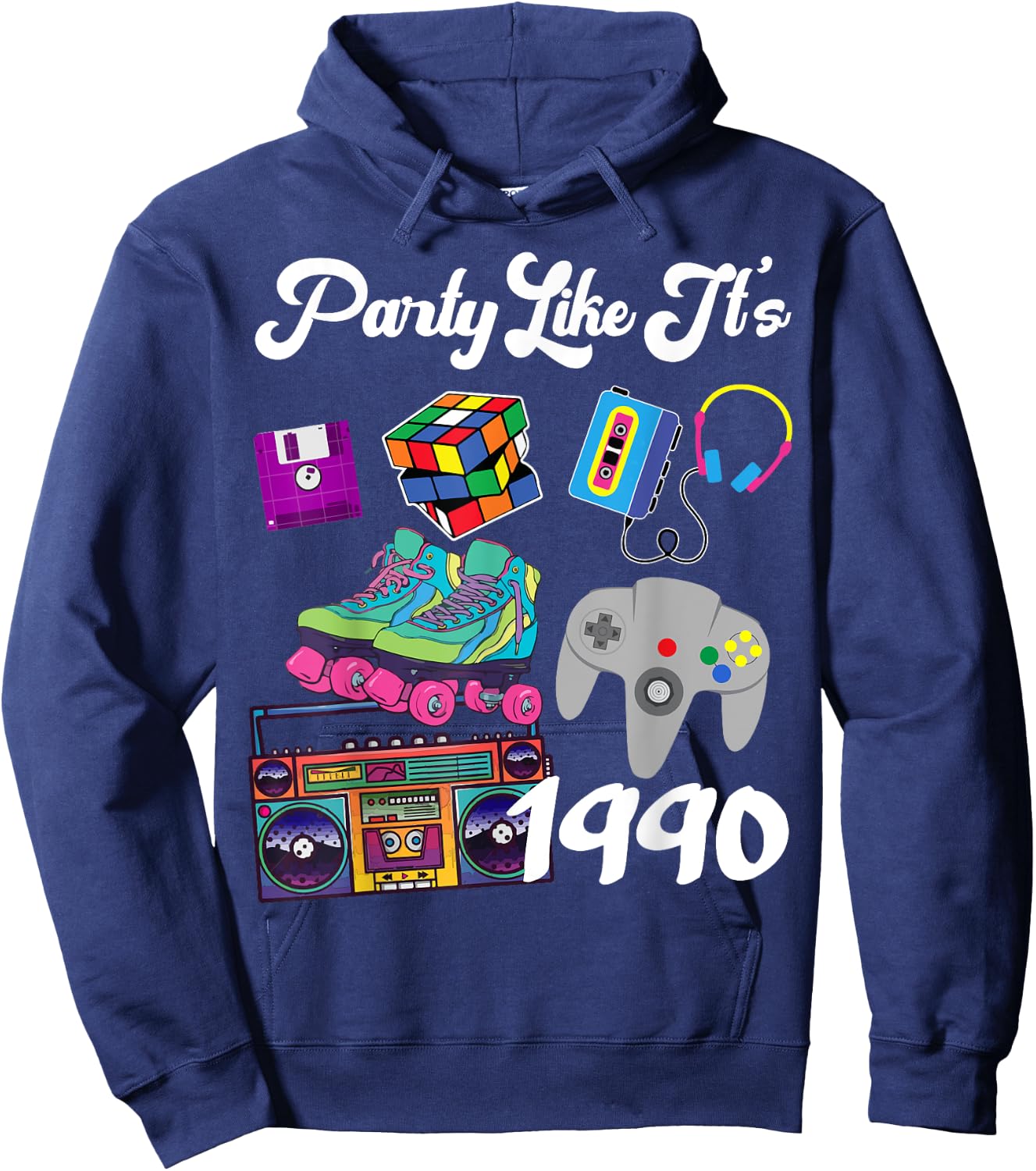 Retro Party Like It's 1990 30th Birthday Hoodie - Hoodie | Navy