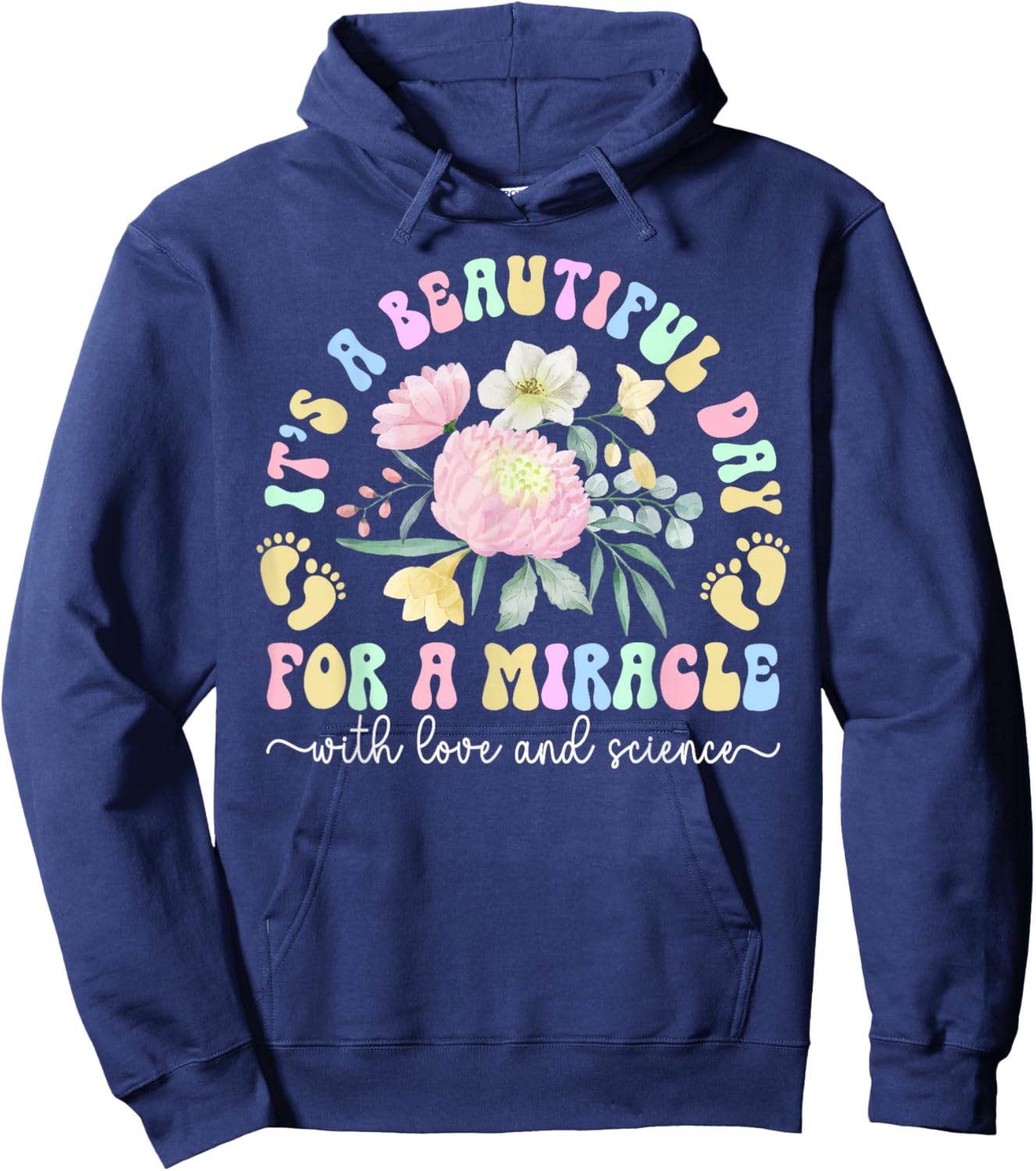 IVF Mom Embryo Transfer Day IVF Transfer Day Groovy Hoodie - Hoodie | Navy