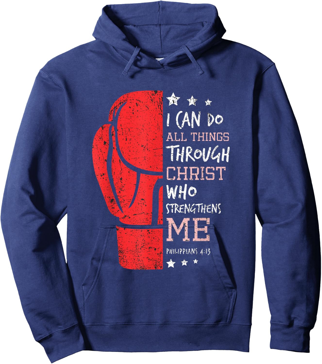 Philippians 4 13 I Can Do All Things Christian Boxing Hoodie - Hoodie | Navy