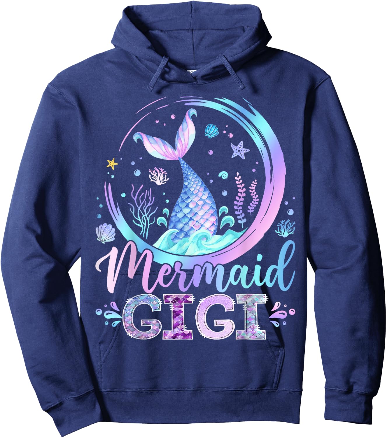 Mermaid Gigi Family Matching Girl Birthday Party Hoodie - Hoodie | Navy