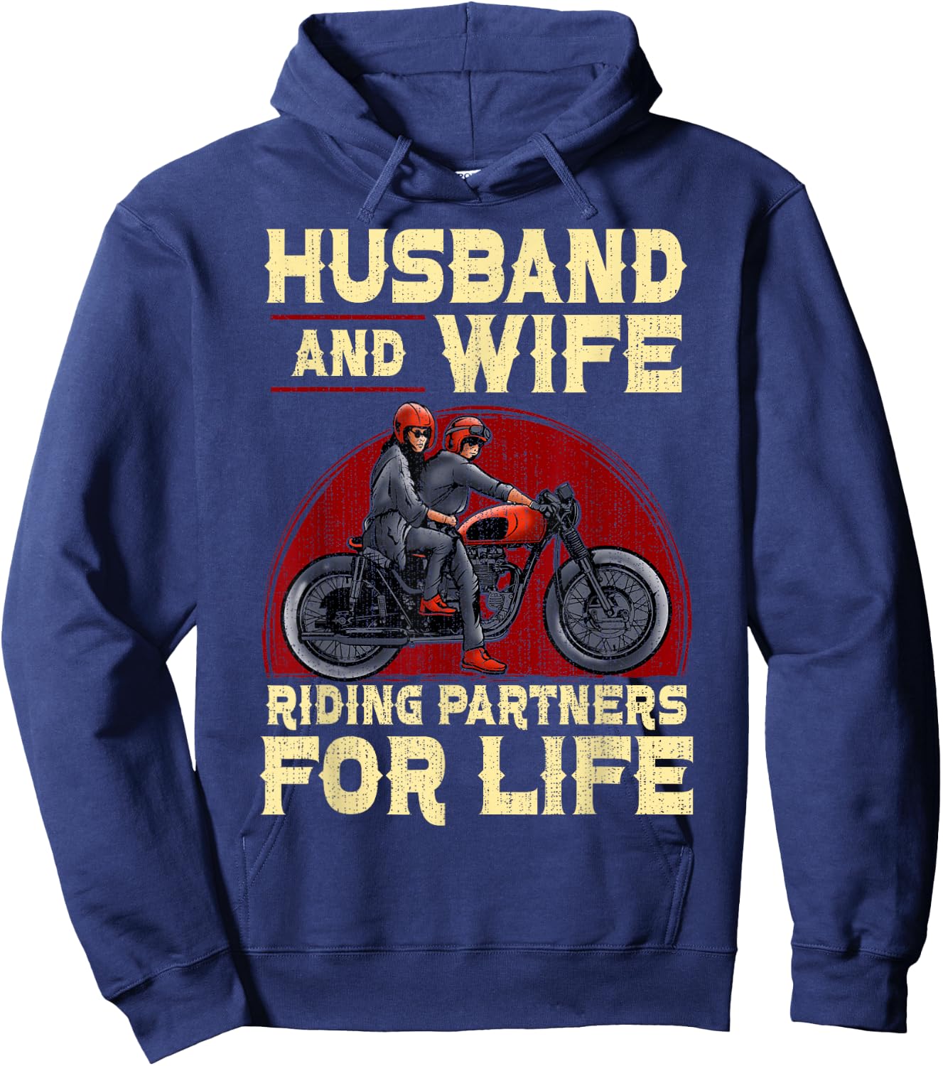 Biker Husband Wife Matching Couple Anniversary Motorcycle Hoodie - Hoodie | Navy