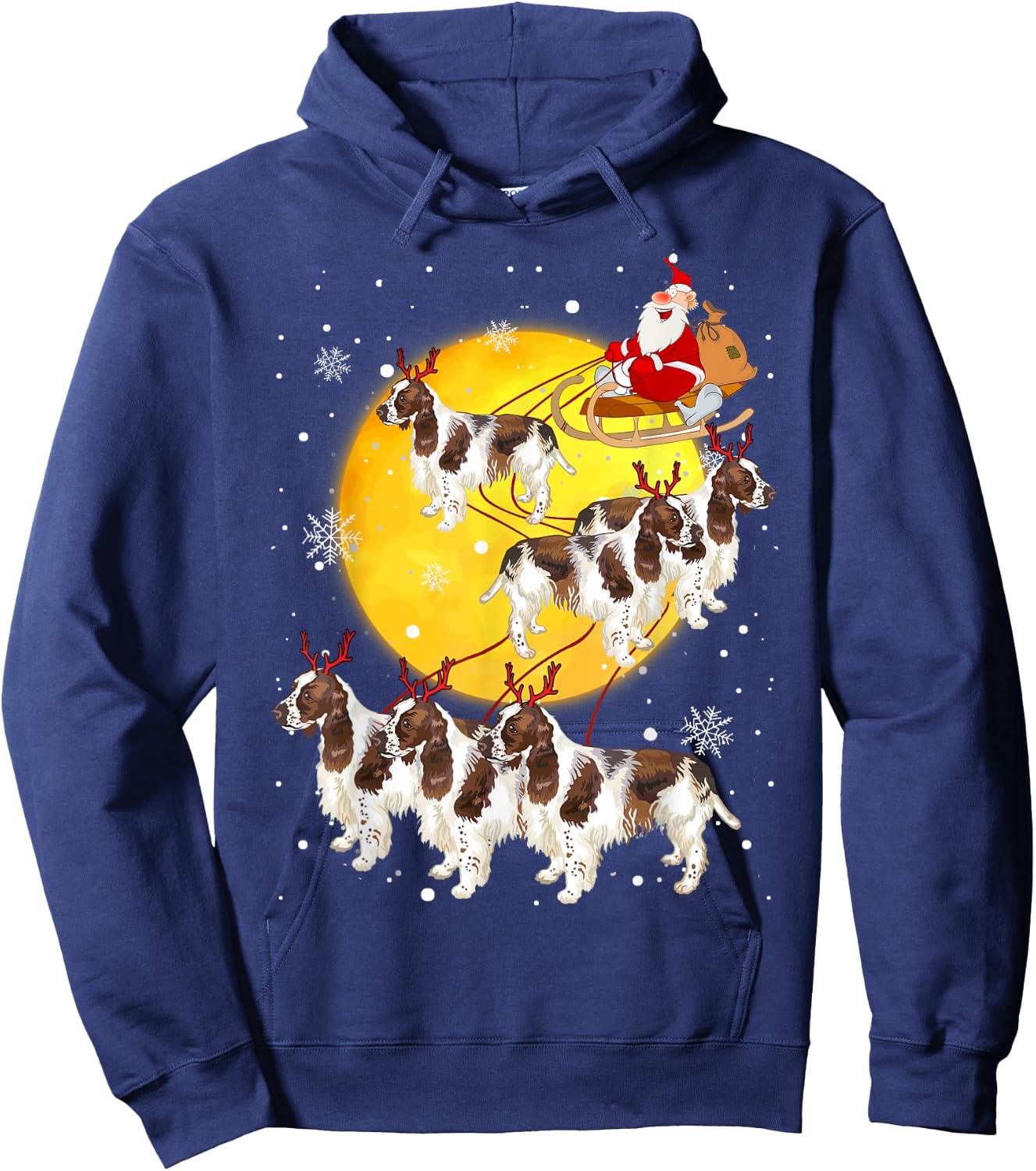 English Springer Spaniel Reindeer Christmas Dog Lover Gifts Hoodie - Hoodie | Navy