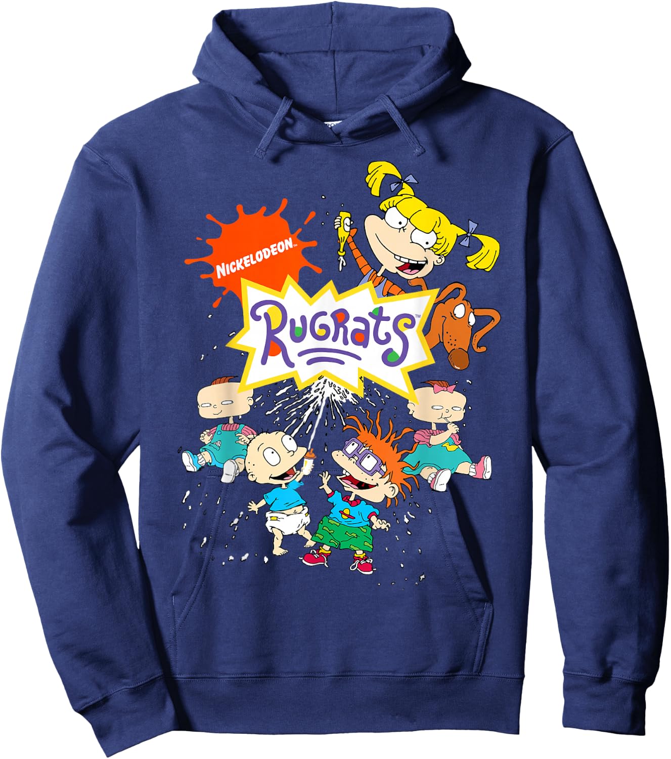 Rugrats Logo with Nick Logo and Rugrats Characters Small Hoodie - Hoodie | Navy