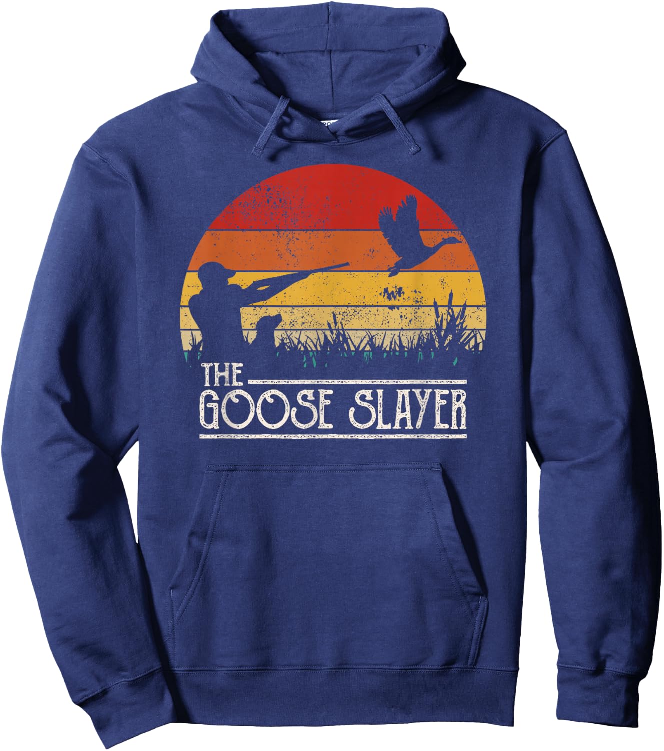 Vintage Sunset Retro Style Goose Hunting Goose Slayer Hoodie - Hoodie | Navy