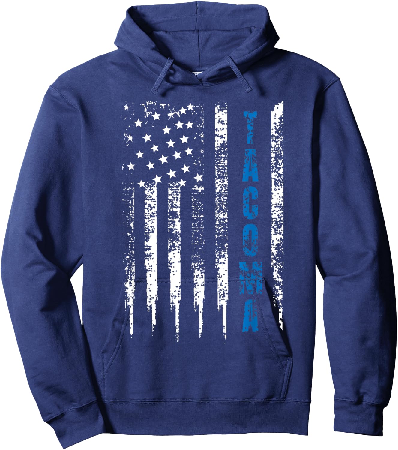 Tacoma Blue Line Police Designs Co. Blue Line Tacoma Distressed National Police Week Adult Black Hoodie - Hoodie | Navy