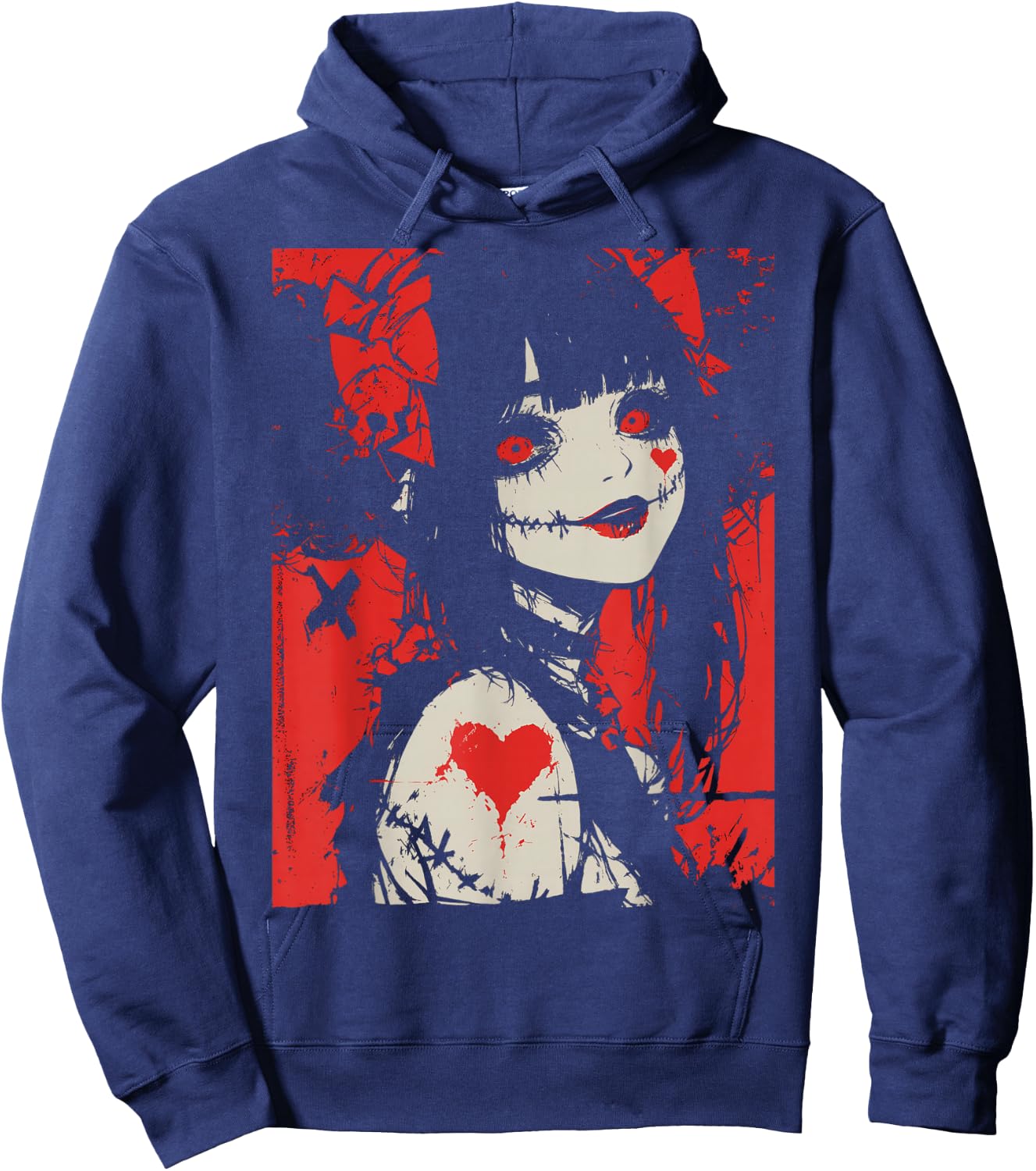 Horror Anime Manga | Japan Japanese Creepy Kawaii Goth Hoodie - Hoodie | Navy
