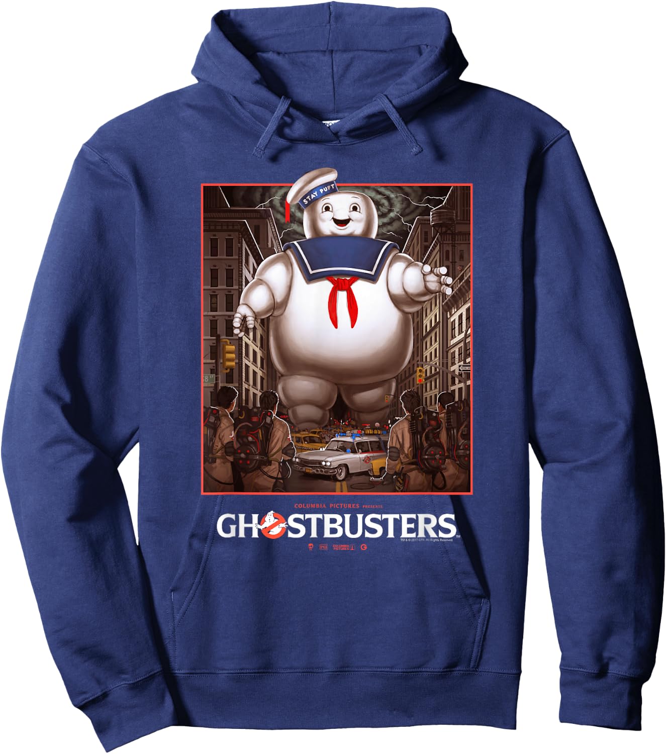 Ghostbusters Ghostbusters vs Stay Puft Vintage Movie Poster Hoodie - Hoodie | Navy