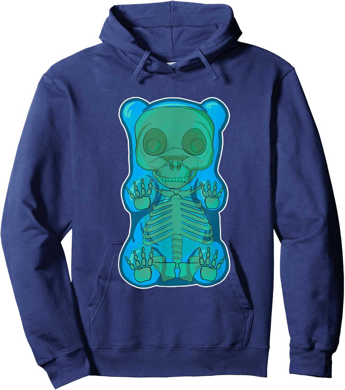 Classic Blue GUMMY BEAR Skeleton Anatomy halloween Hoodie - Hoodie | Navy