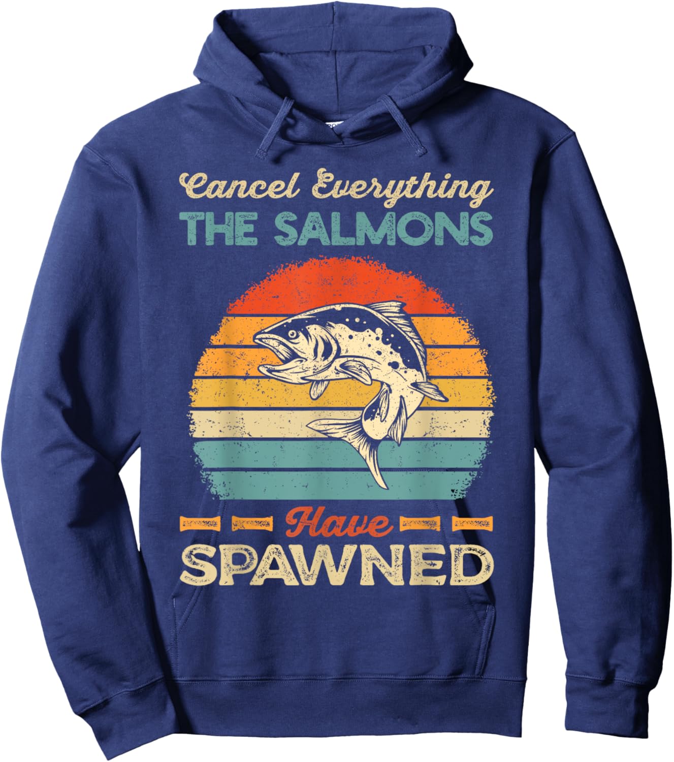 Fishing Salmon Spawning Angling Smolt Fish Salmonidae Hobby Hoodie - Hoodie | Navy