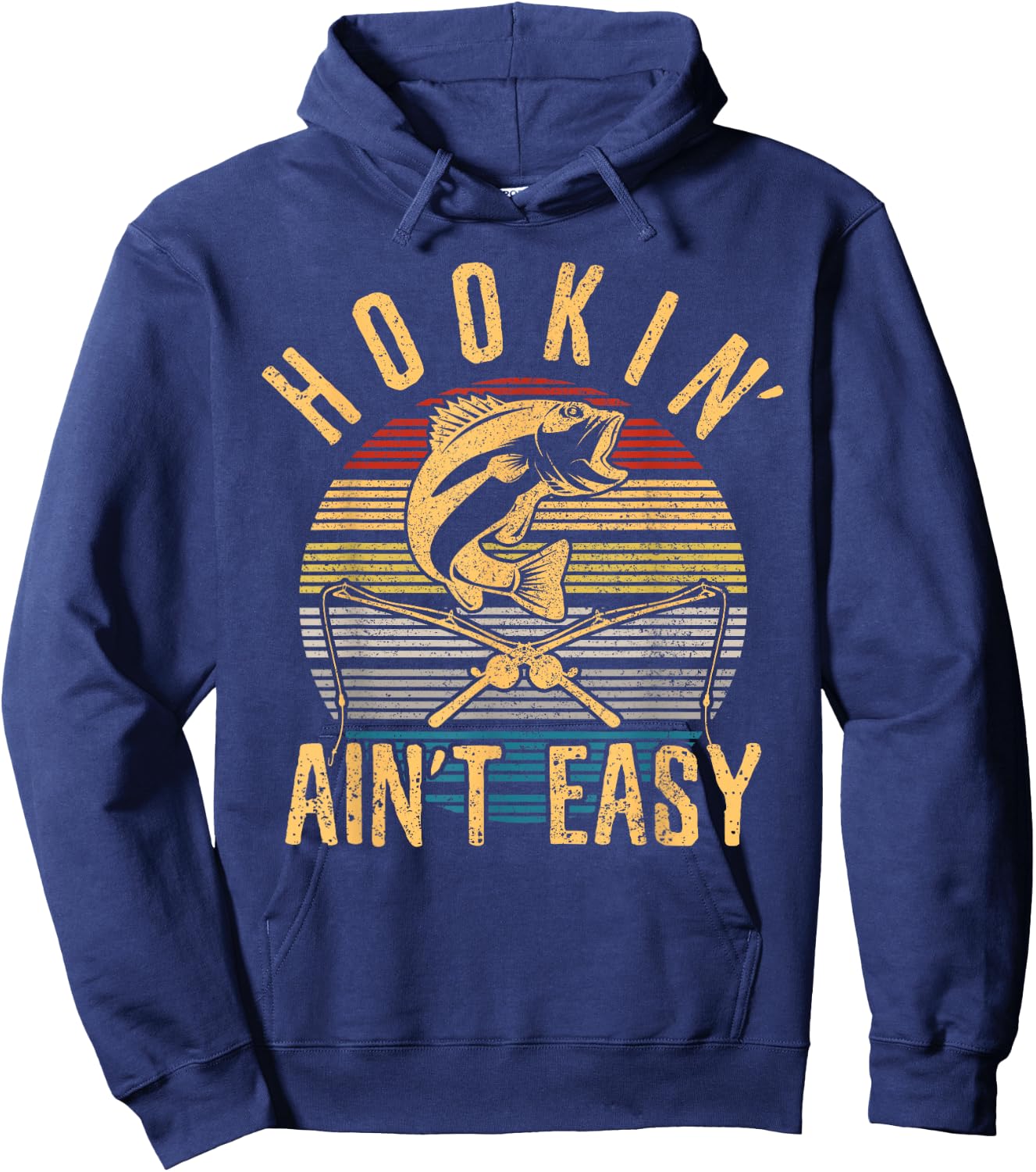Funny Fishing Vintage Hookin' Ain't Easy Fisherman Gift Hoodie - Hoodie | Navy