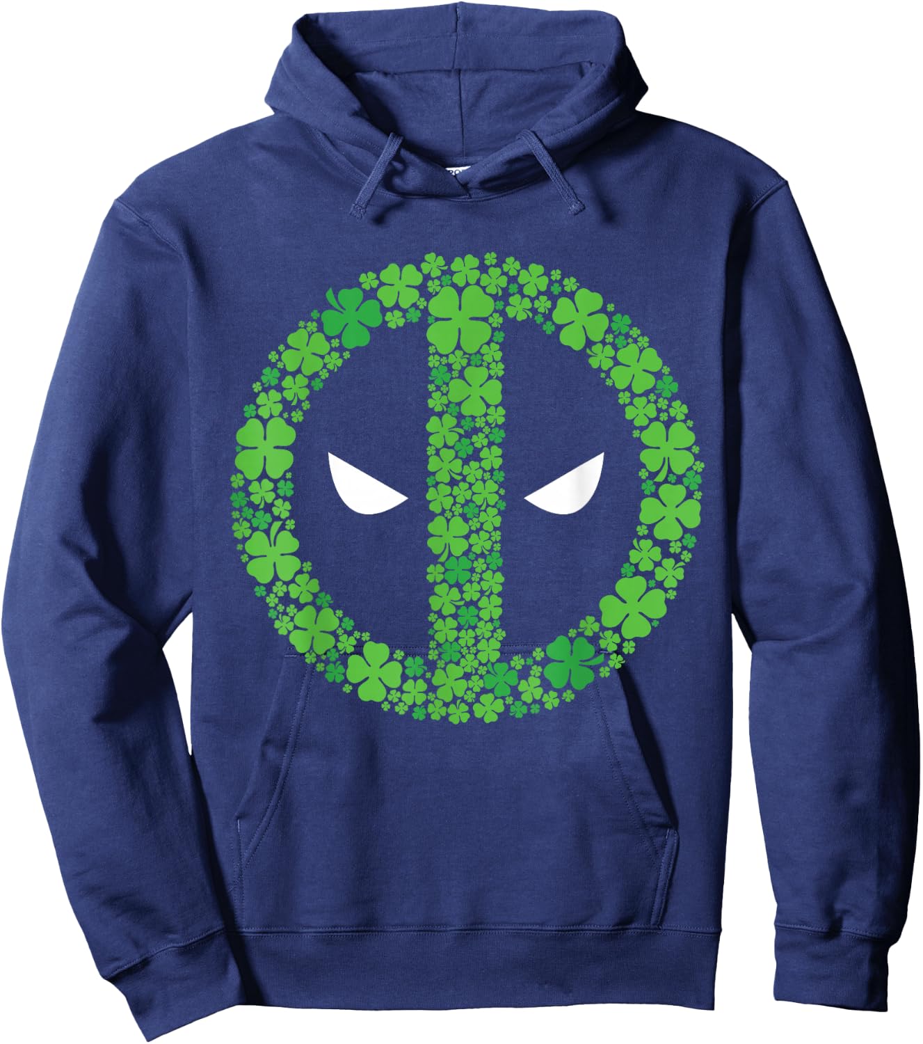 NEW Marvel Deadpool St Patrick's Day Green Clover Mask Logo Hoodie - Hoodie | Navy