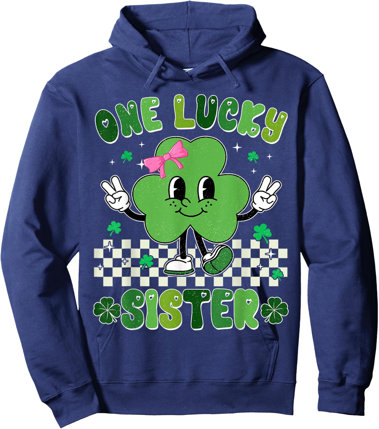 One Lucky Sister St Patrick's Day Shamrock Kids Girl Toddler Hoodie - Hoodie | Navy