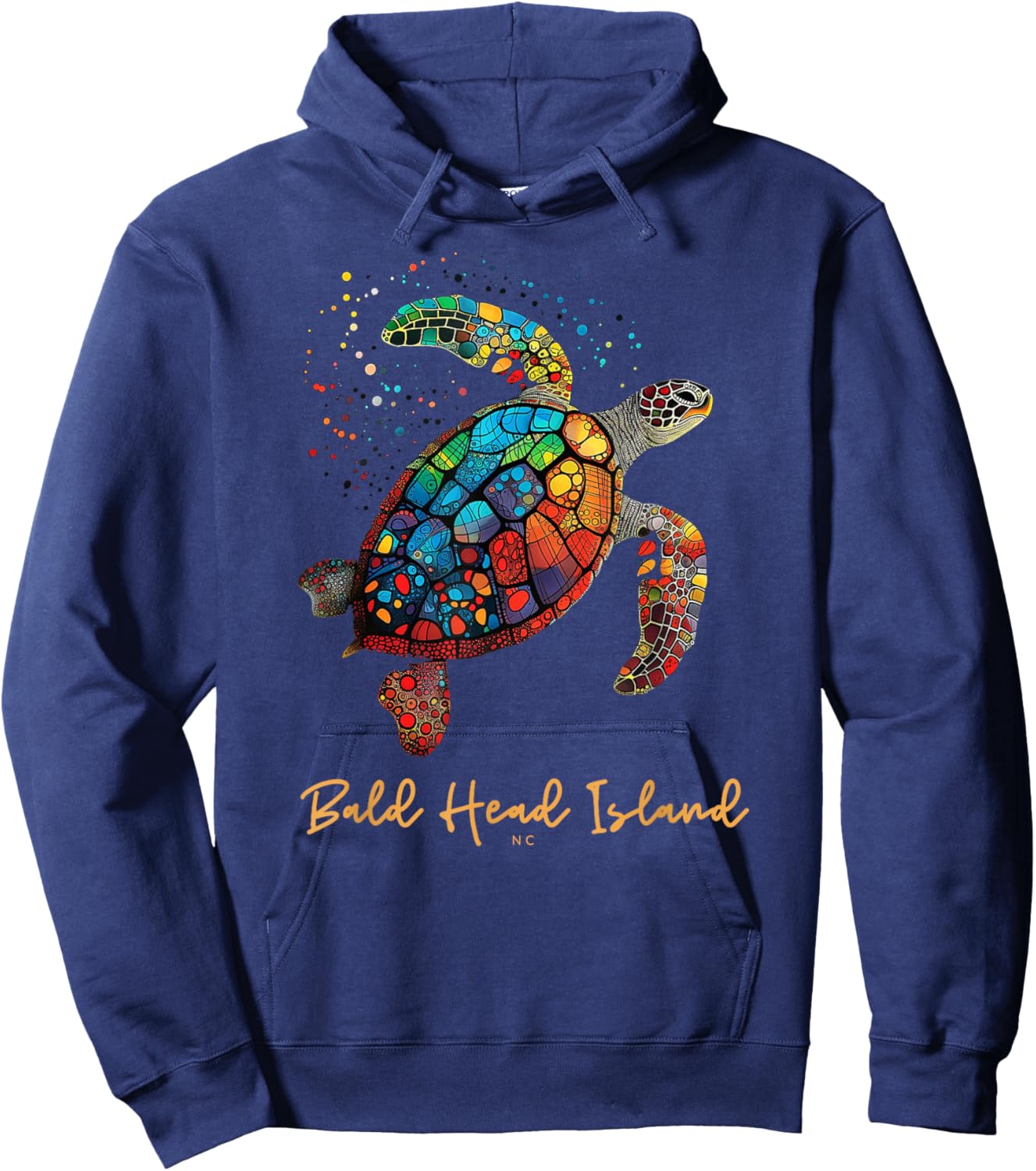 Bald Head Island NC Beach Vacation Vintage Sea Turtle Hoodie - Hoodie | Navy