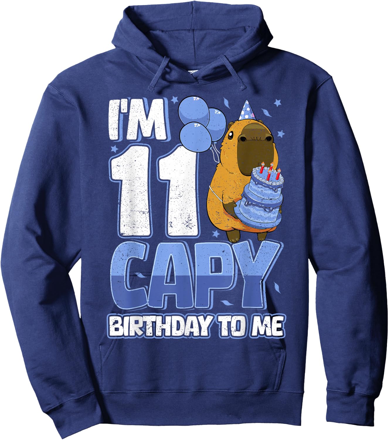 11 Years Capy Birthday to me Boys 11th Birthday Capybara Hoodie - Hoodie | Navy
