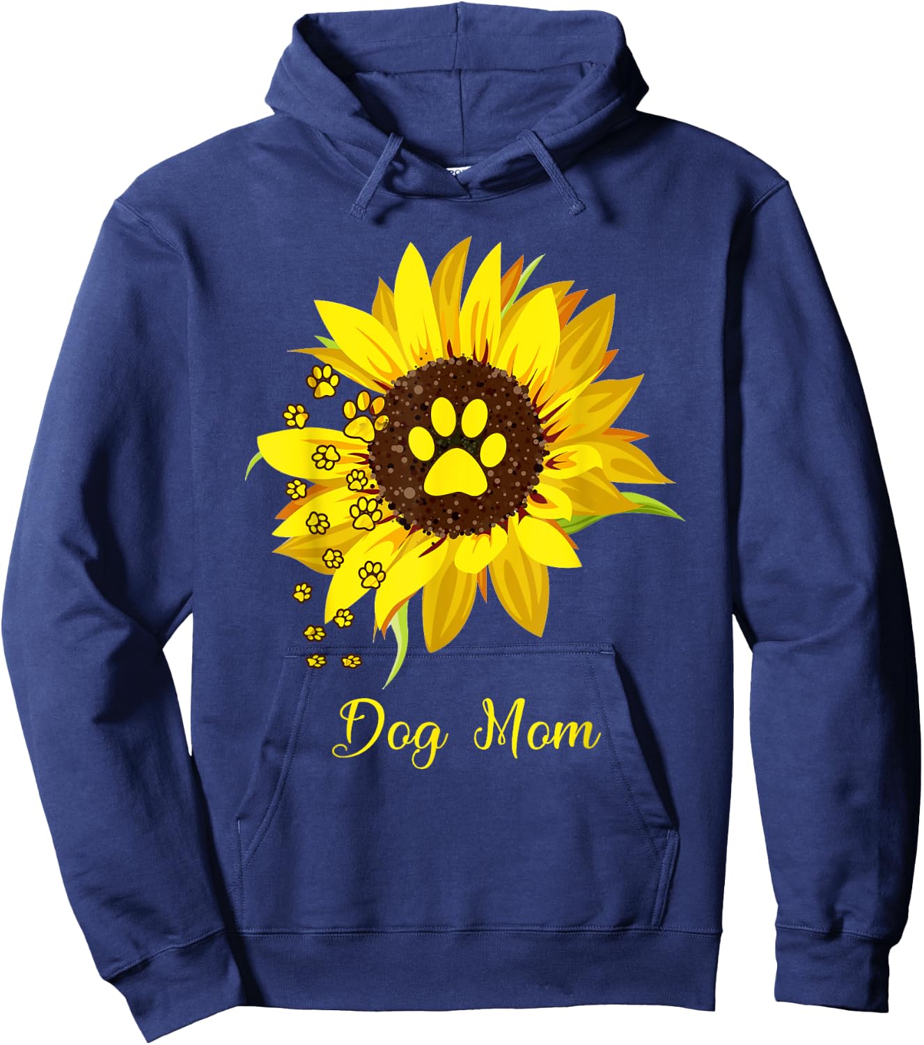 Dog Mom Sunflower Gift Love Dogs and Flowers Women Hoodie - Hoodie | Navy