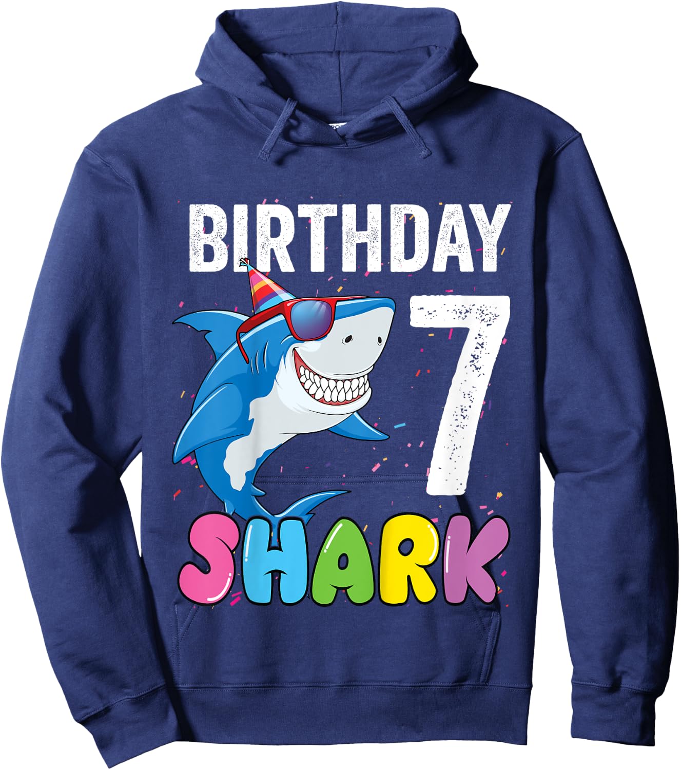 7th Birthday Shark Shirt JawSome Seven Year Old Kids Hoodie - Hoodie | Navy