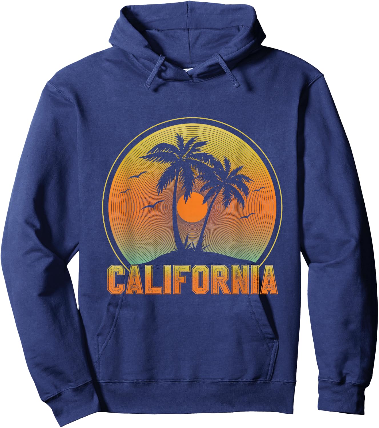 California Retro Vintage Beach Surf Summer Palm Trees Hoodie - Hoodie | Navy