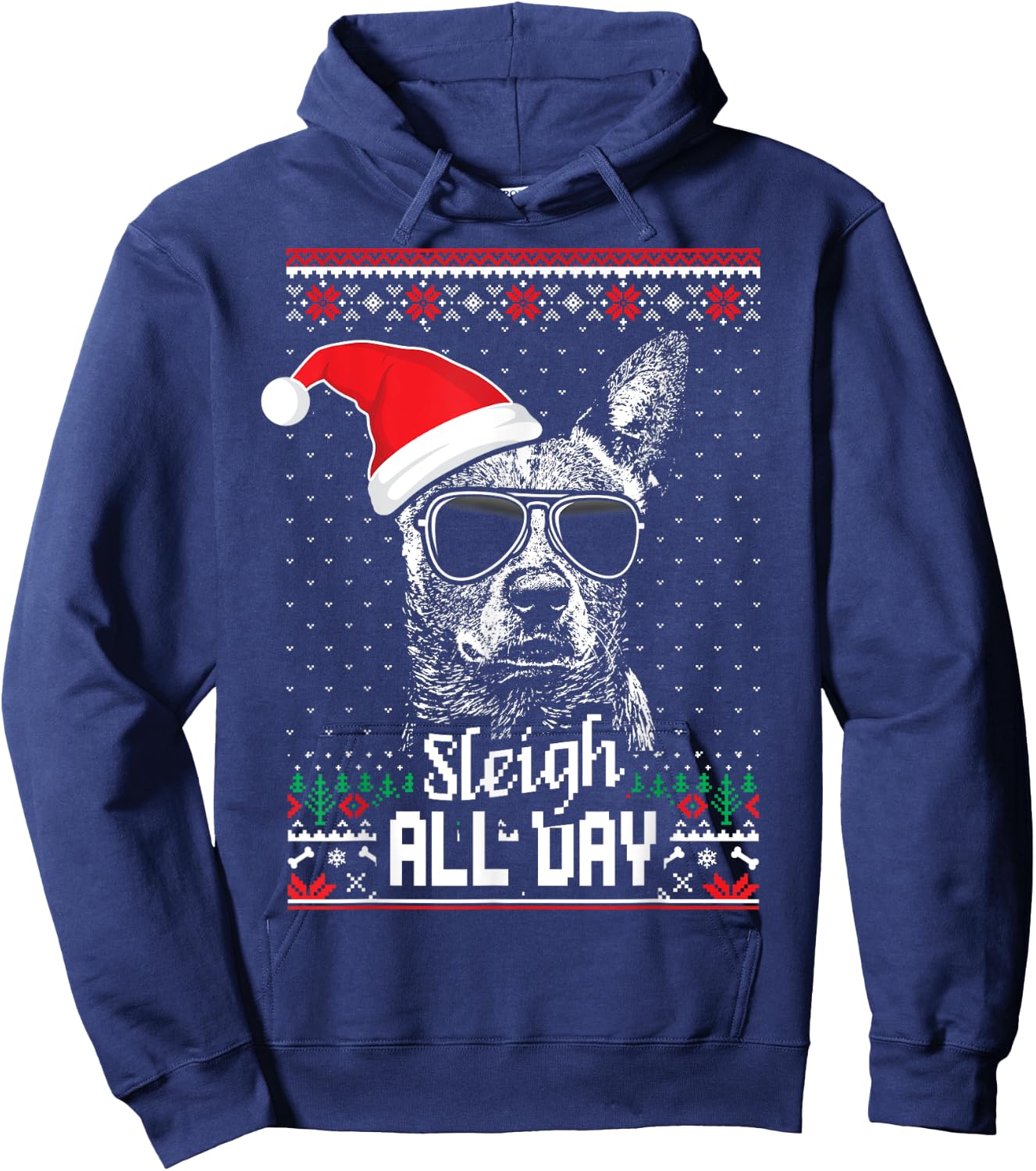 Sleigh all Day Funny Australian Cattle Dog Christmas Hoodie - Hoodie | Navy