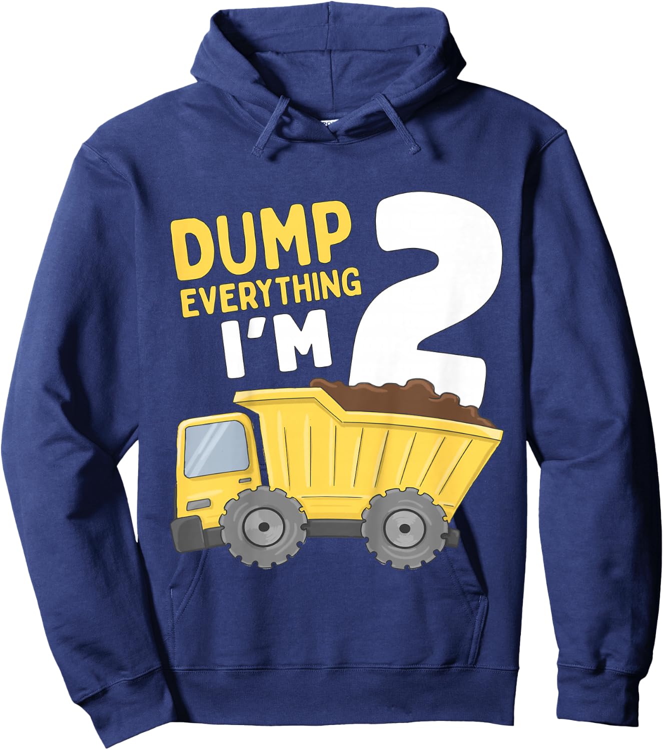 Kids Construction Truck 2nd Birthday Boy 2 Two Year Old Hoodie - Hoodie | Navy