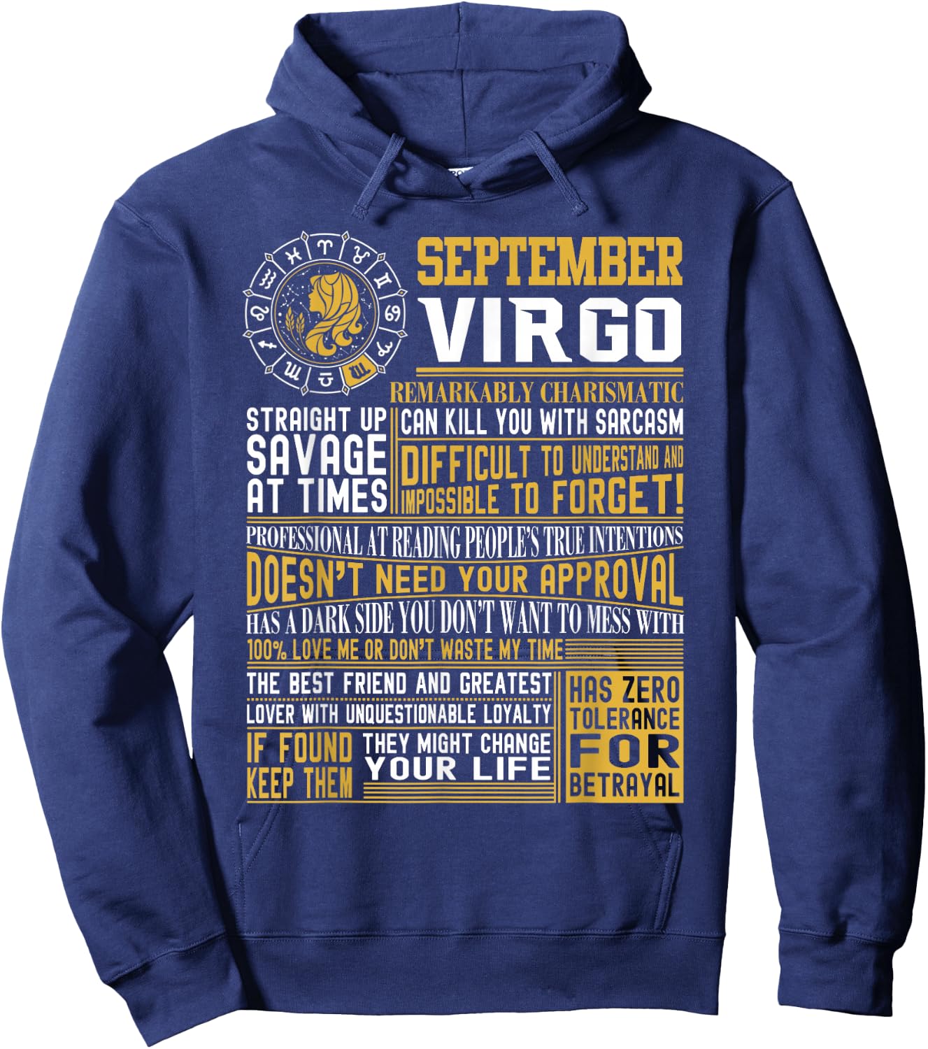 Best Born in September Virgo Facts Shirts for Hoodie - Hoodie | Navy