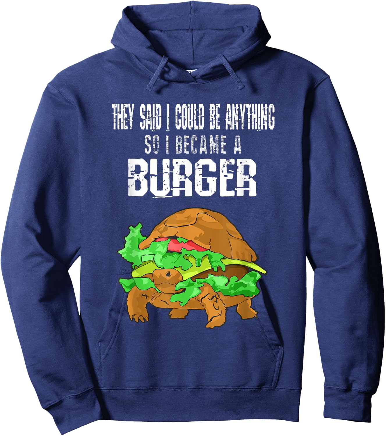 Turtle Burger Funny Apparel Hoodie - Hoodie | Navy