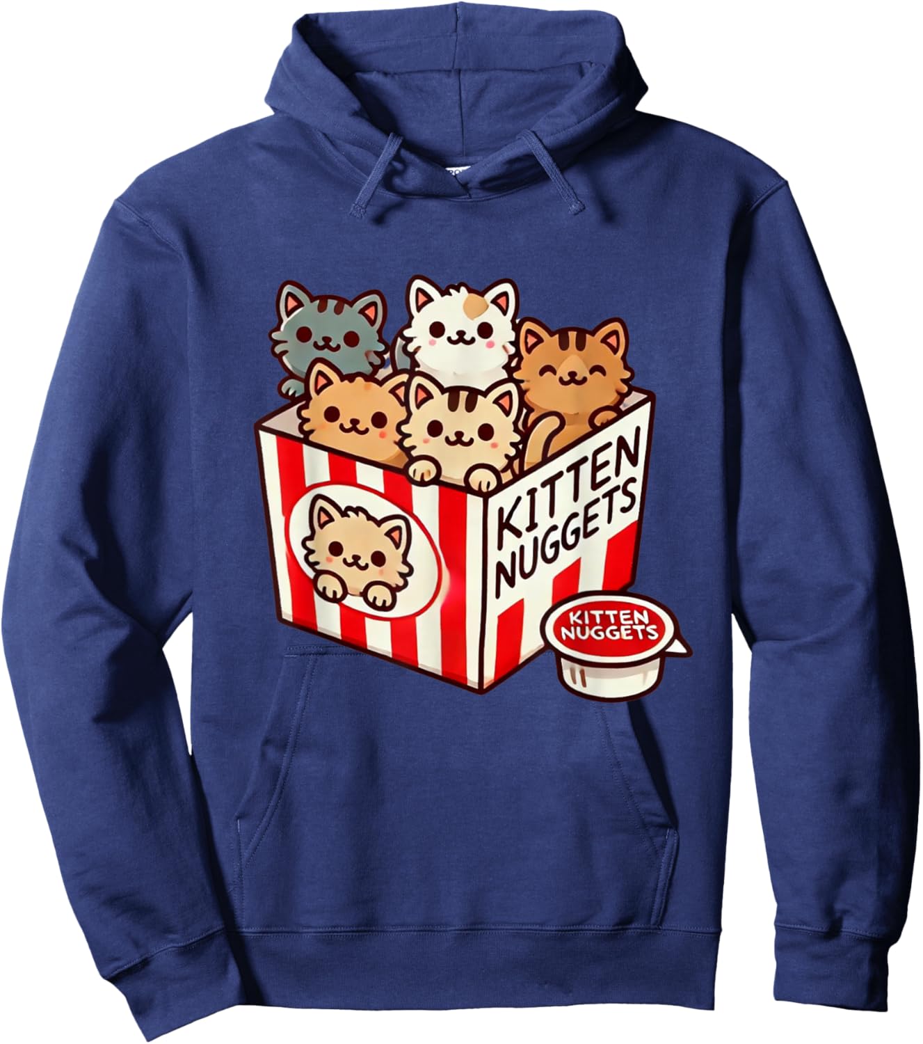 Kitten Nuggets Funny Cute Food Pun Cat Lover Chicken Nuggets Men Women Girls Kids Hoodie - Hoodie | Navy