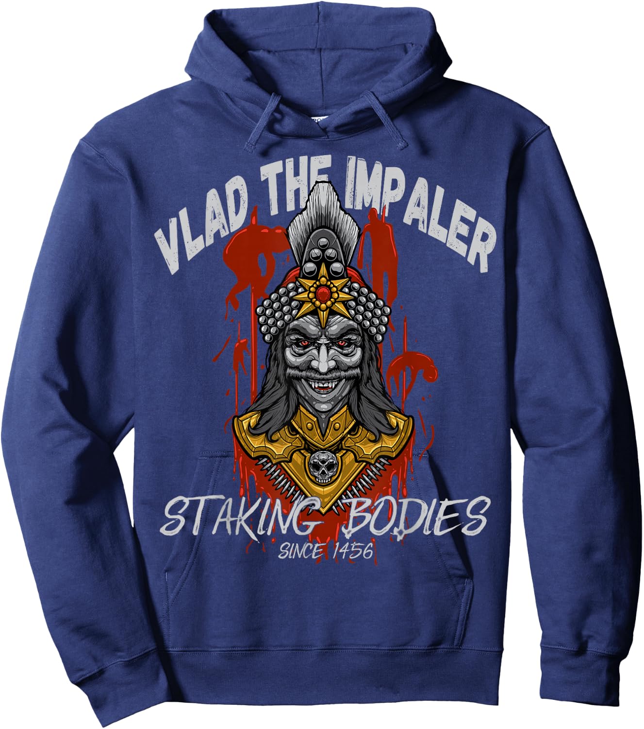 Vlad The Impaler Staking & Stacking Bodies! Vlad III Dracula Hoodie - Hoodie | Navy