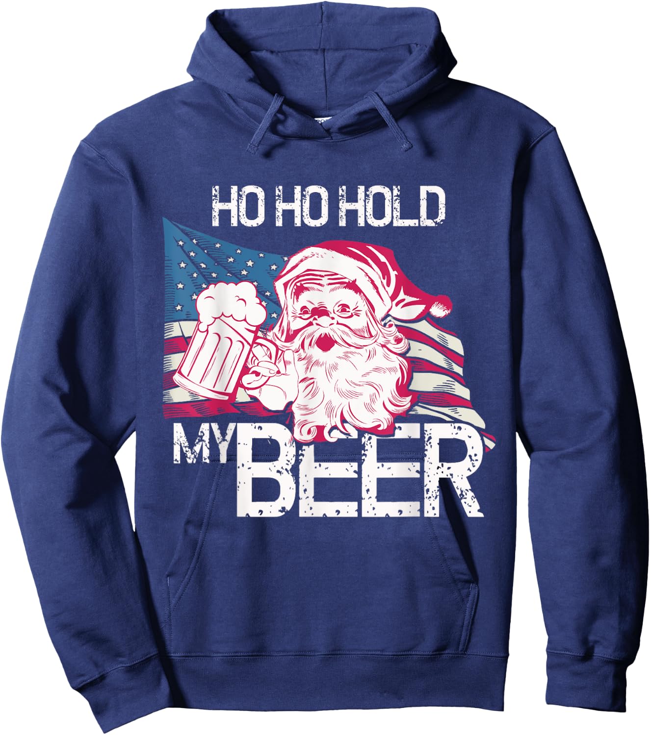 Christmas in July - Santa Ho Ho Hold My Beer - Funny Gift Hoodie - Hoodie | Navy