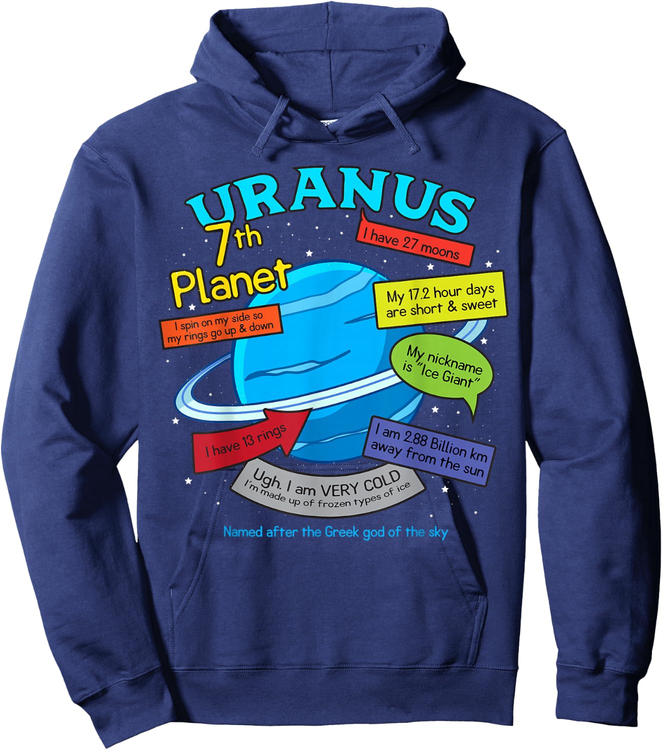 Teaching, learning, about space - Uranus, plan Hoodie - Hoodie | Navy