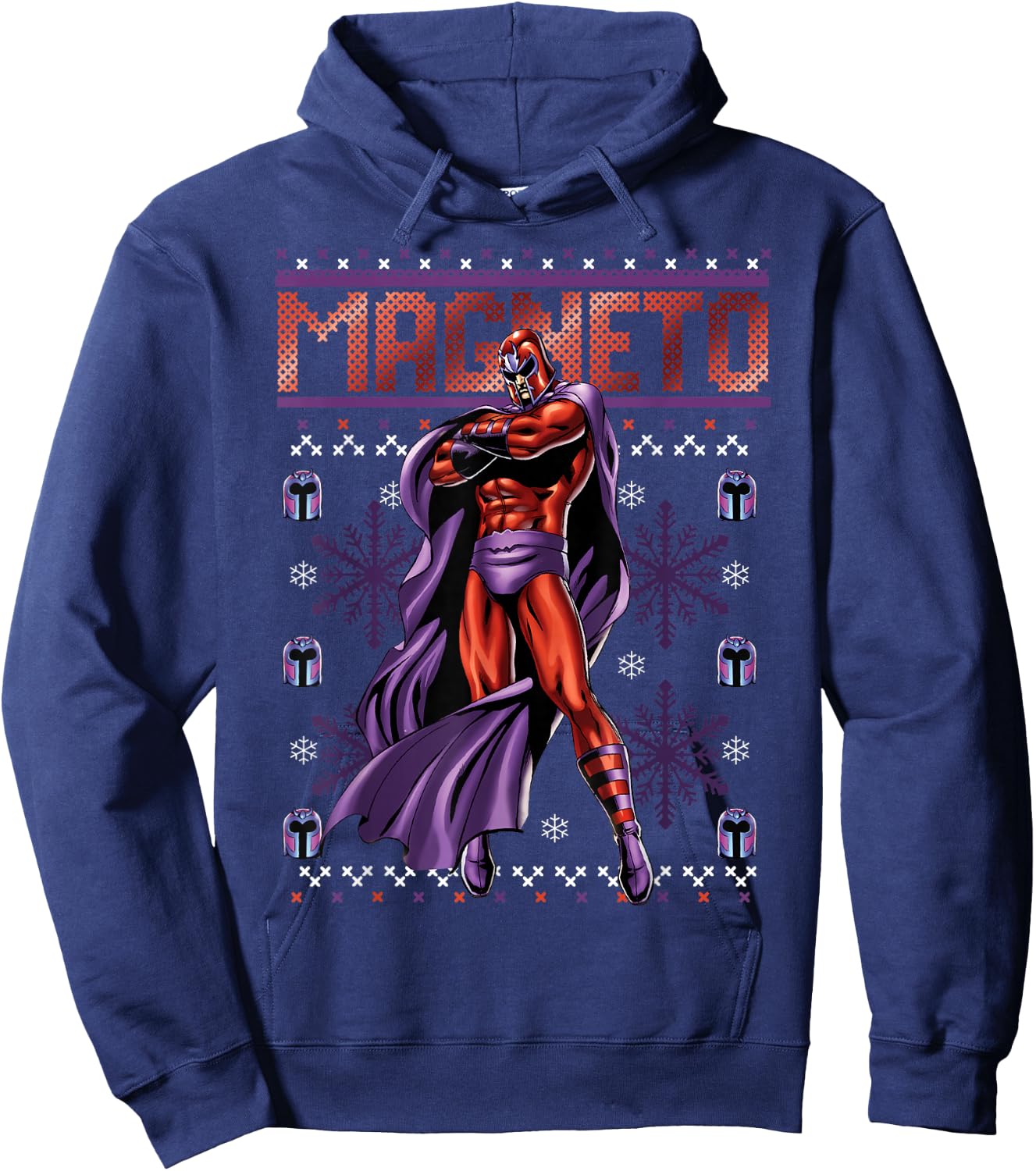 Marvel X-Men Magneto Purple Ugly Christmas Sweater Hoodie - Hoodie | Navy
