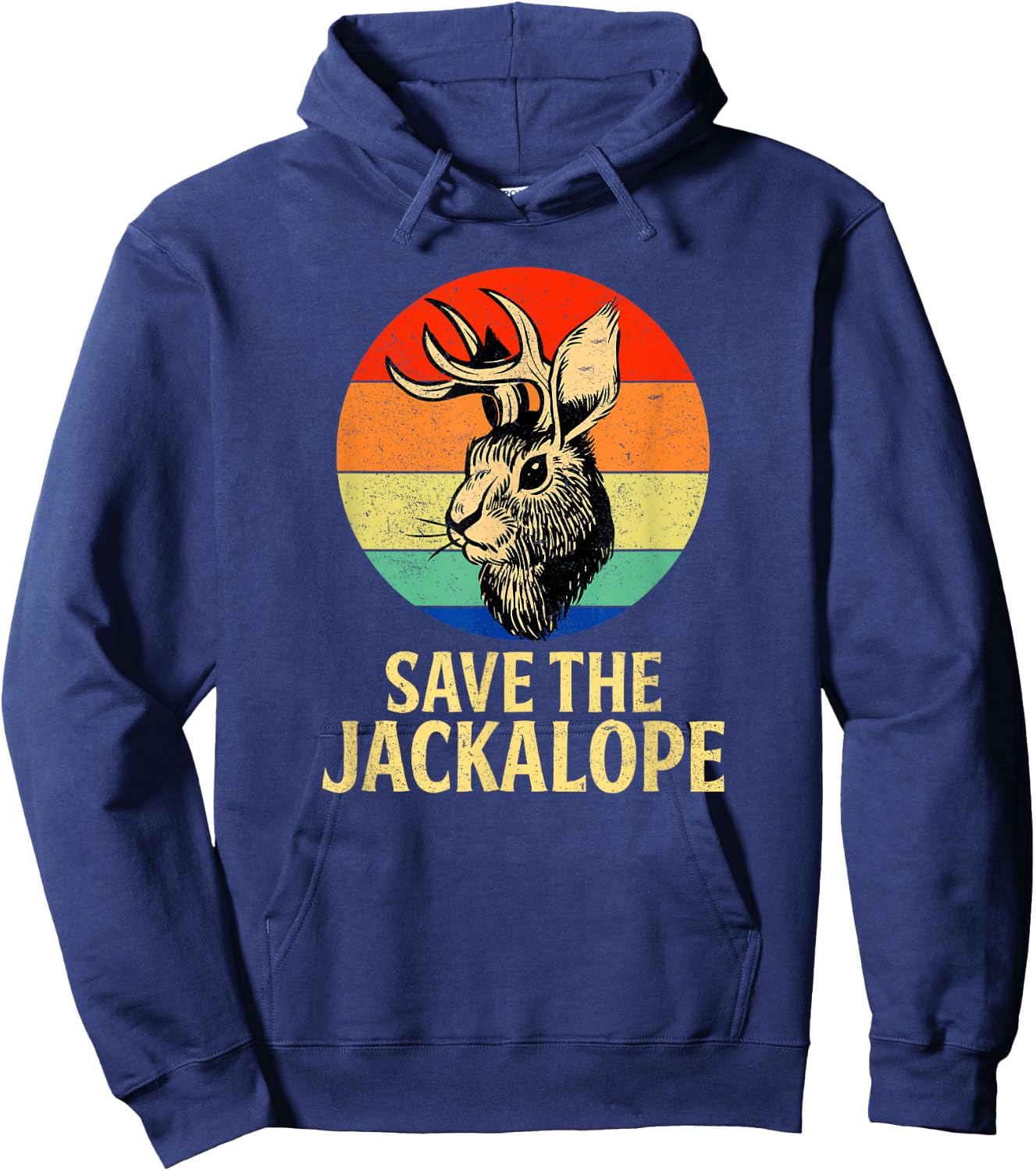 Save The Jackalope, Vintage Retro Camping Lover Jackalope Hoodie - Hoodie | Navy