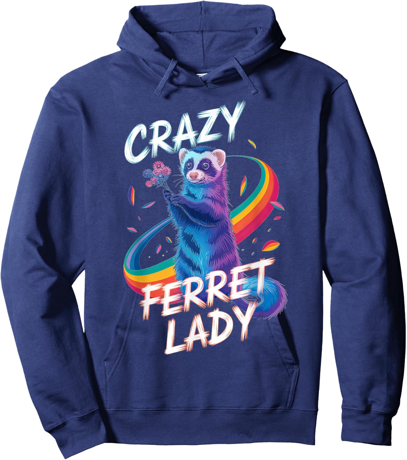 Crazy Ferret Lady Adorable Animal Fun Hoodie - Hoodie | Navy