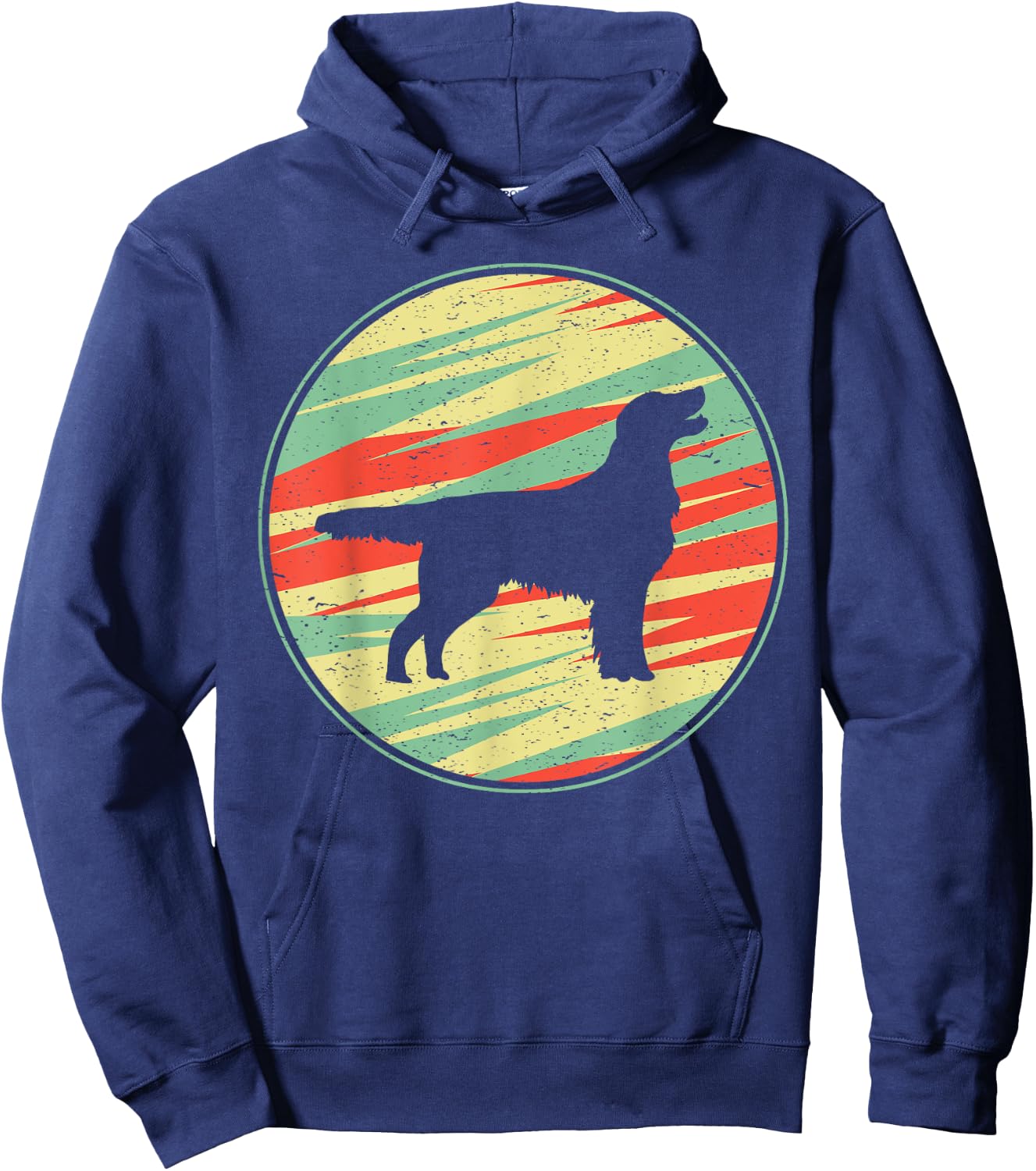 Flat Coated Retriever Retro Vintage Silhouette Cute Hoodie - Hoodie | Navy