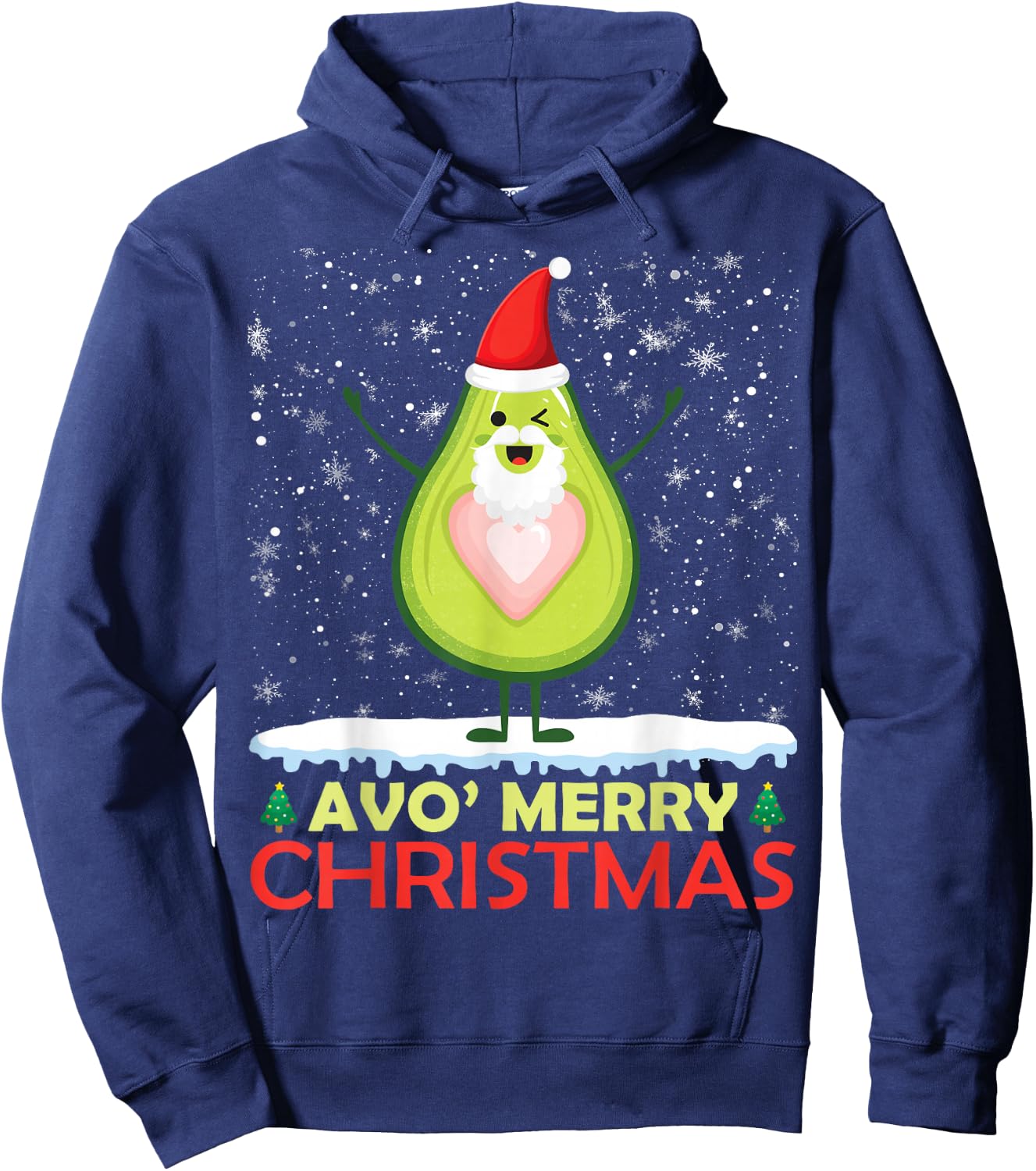 Santa Avocado Avo Merry Christmas Vegan Pajama Avocado Lover Hoodie - Hoodie | Navy