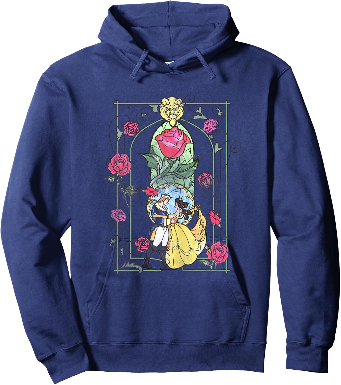Disney Beauty And The Beast Stained Glass Graphic Hoodie - Hoodie | Navy
