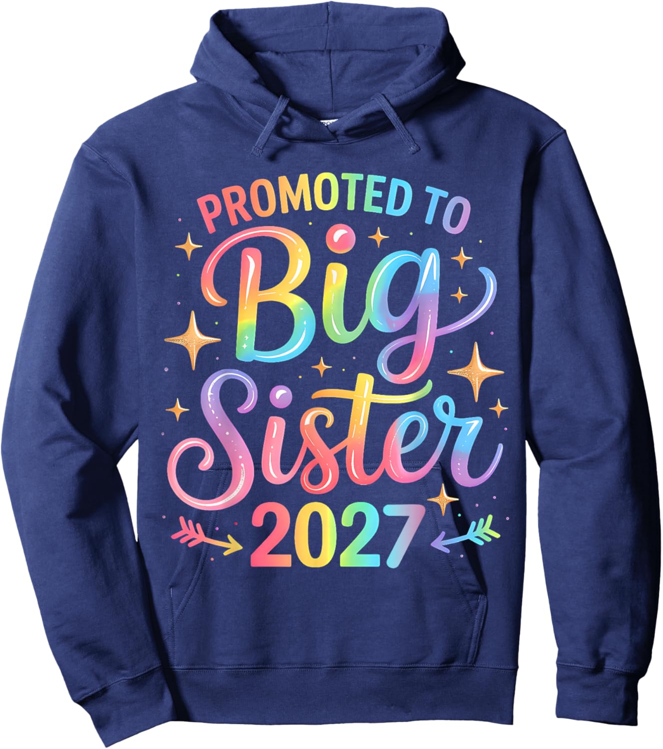 Promoted to Big Sister 2027 Soon to Be Big Sister 2027 Girls Hoodie - Hoodie | Navy