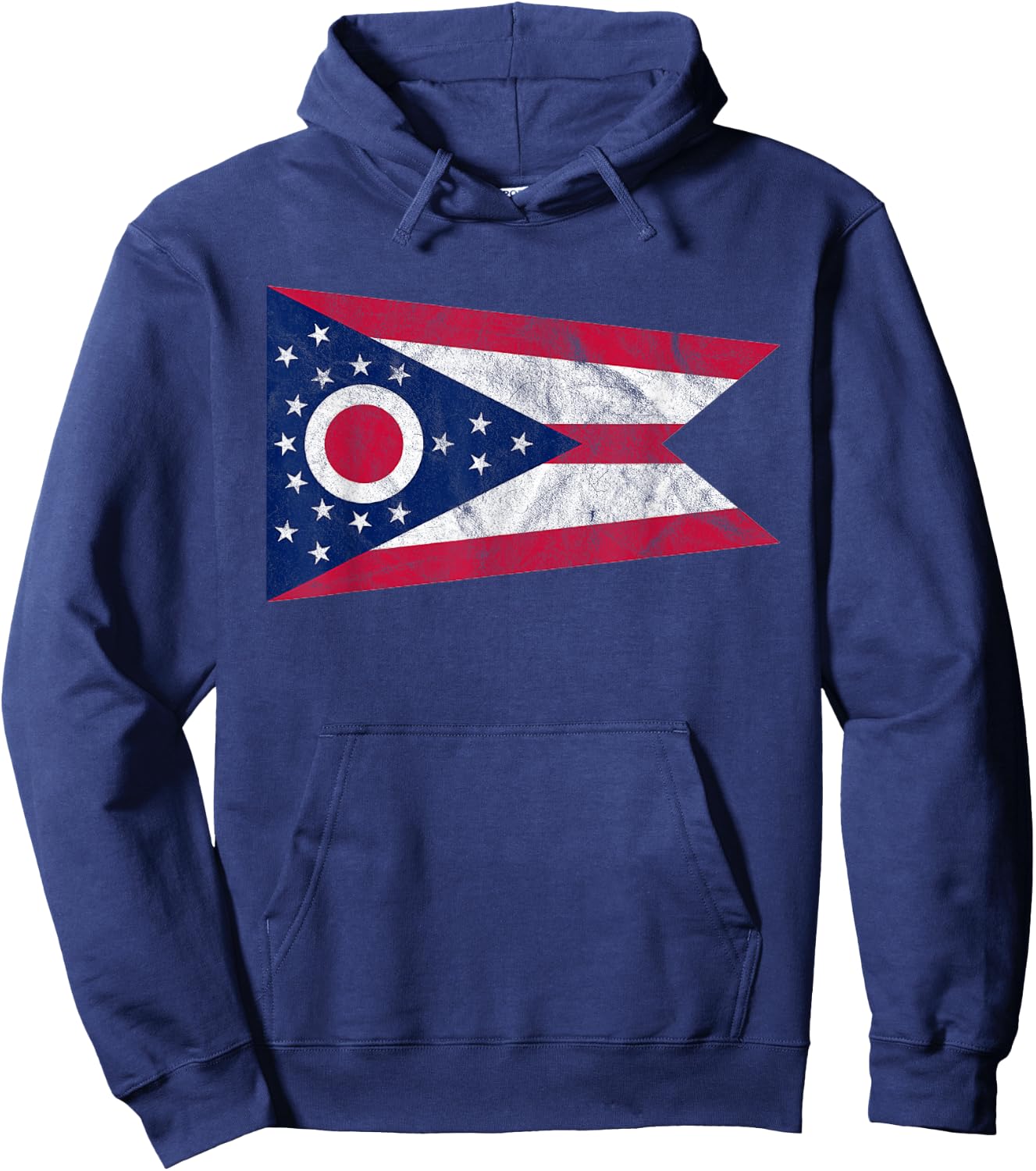 Distressed State of Ohio Flag Ohio Home Pride Hoodie - Hoodie | Navy