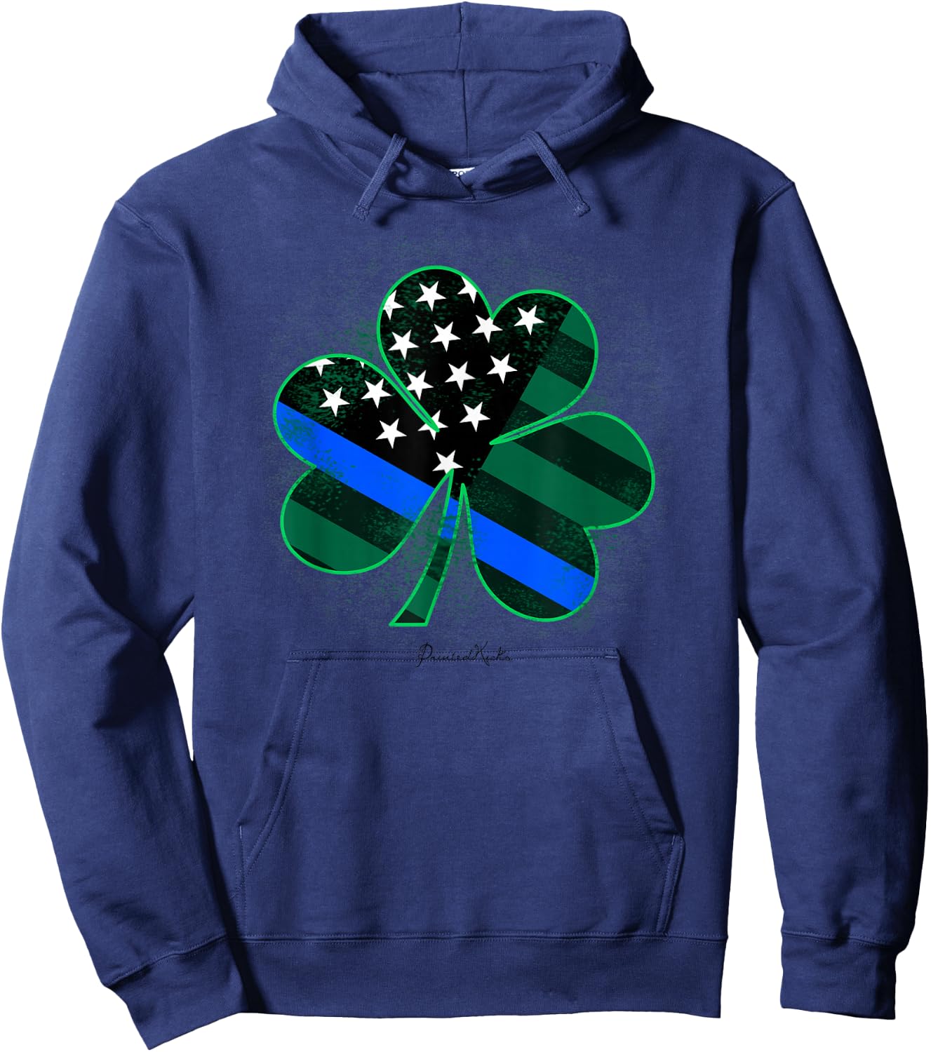 Thin Blue Line St Patricks Day Shirt Police Shamrock Hoodie - Hoodie | Navy