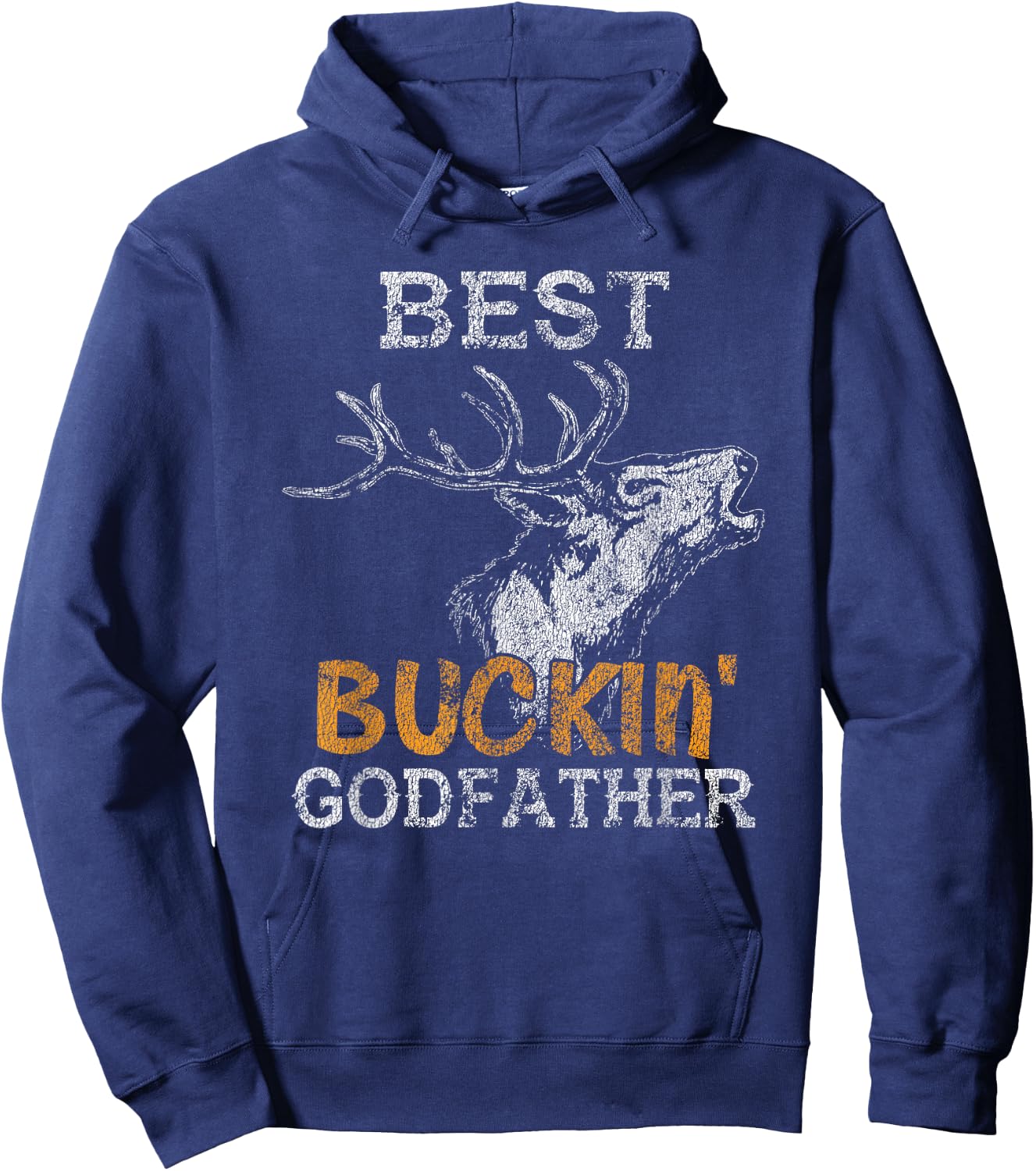 Best Buckin' Godfather Deer Bow Hunting Distressed Hoodie - Hoodie | Navy
