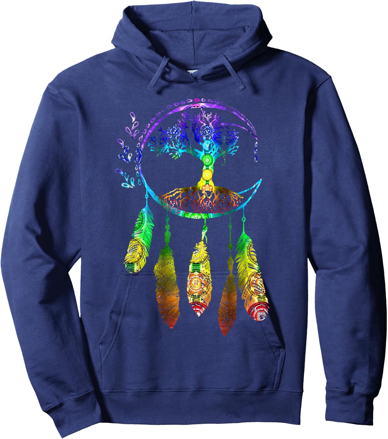 Moon Dream Catcher Feathers Tree of Life Gift Hoodie - Hoodie | Navy
