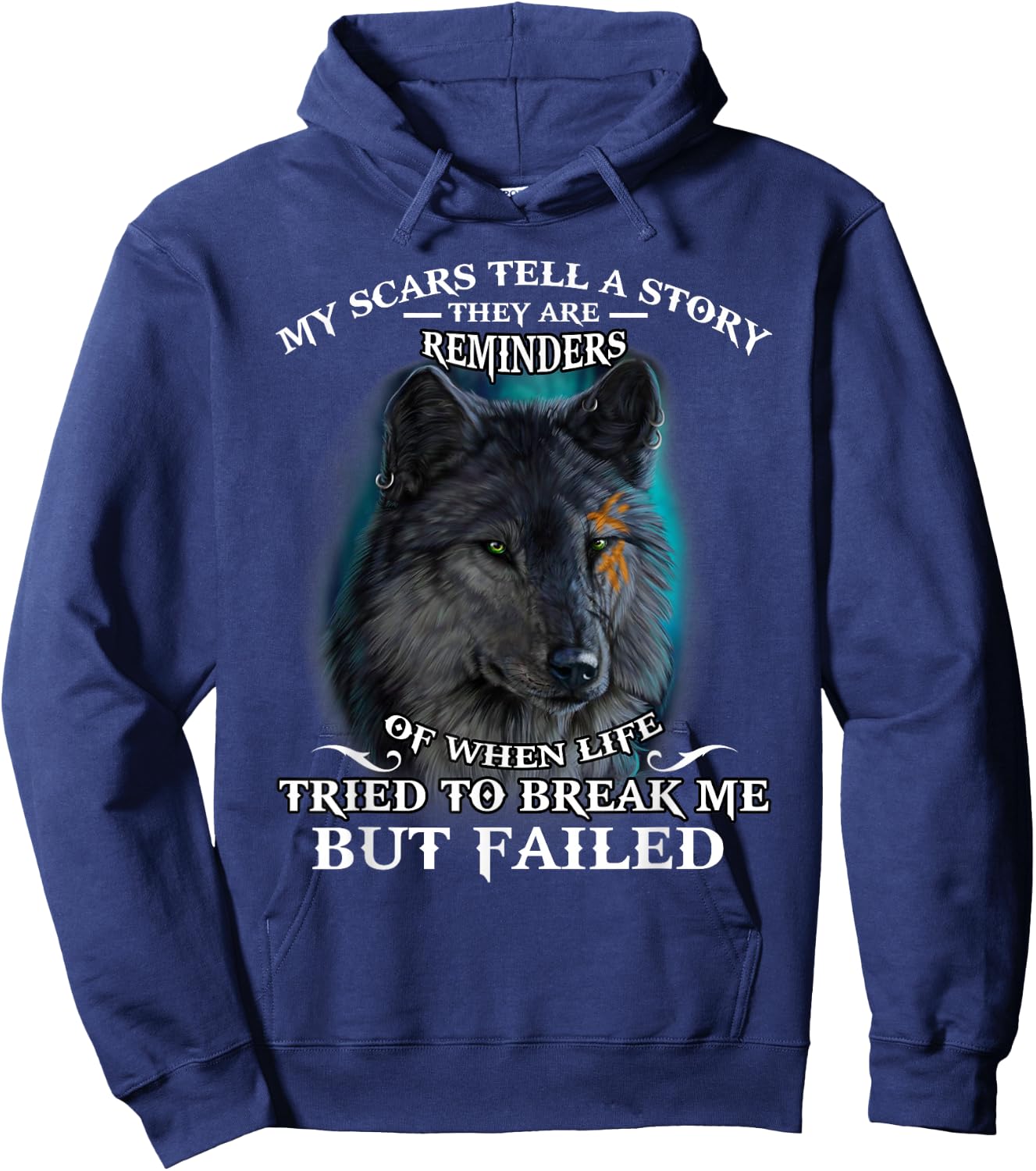 Wolf lover My scar tell a story Hoodie - Hoodie | Navy