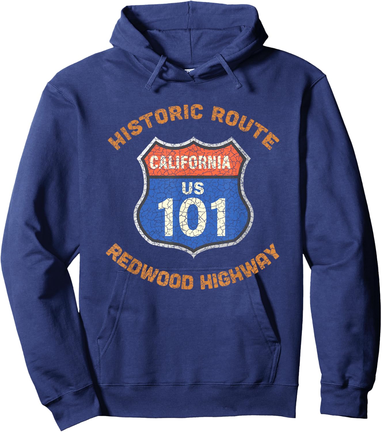 Souvenir Rustic Redwood Highway Route 101 Redwood Highway Hoodie - Hoodie | Navy