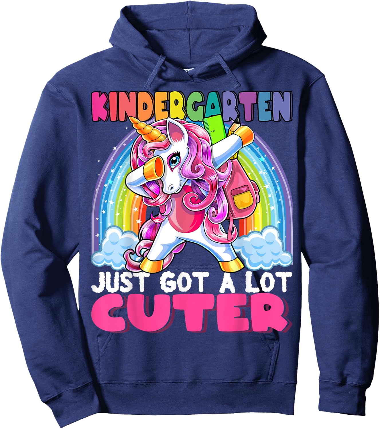 Kindergarten Got Cuter Dabbing Unicorn Back to School Girls Hoodie - Hoodie | Navy