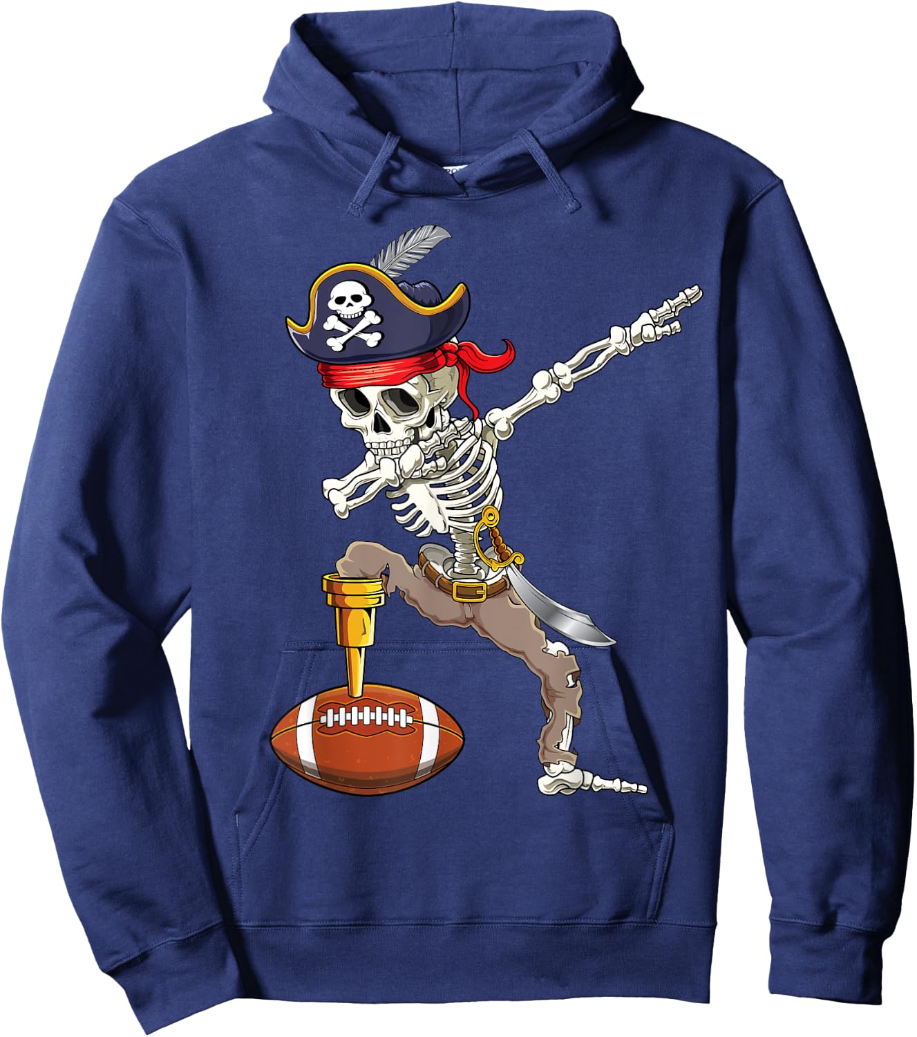 Dab Skeleton Shirt Dabbing Skeleton Pirate Football Shirt Hoodie - Hoodie | Navy